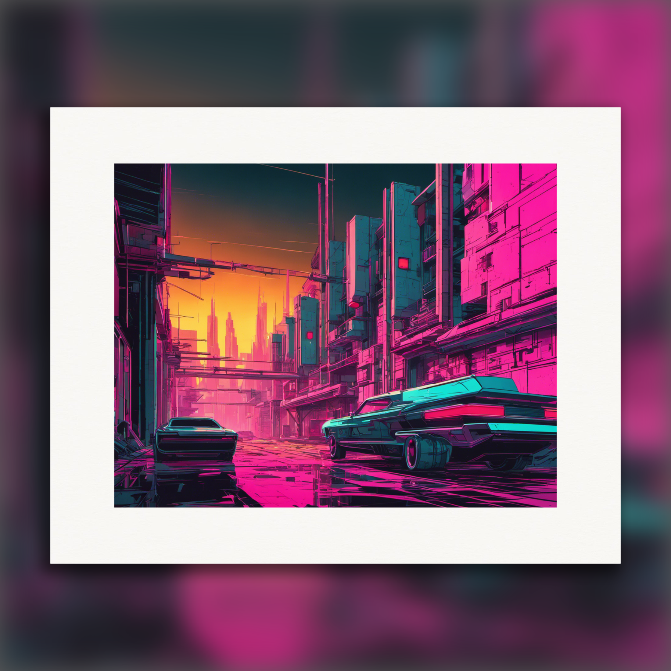Neón punk, ciudad rosa - Póster