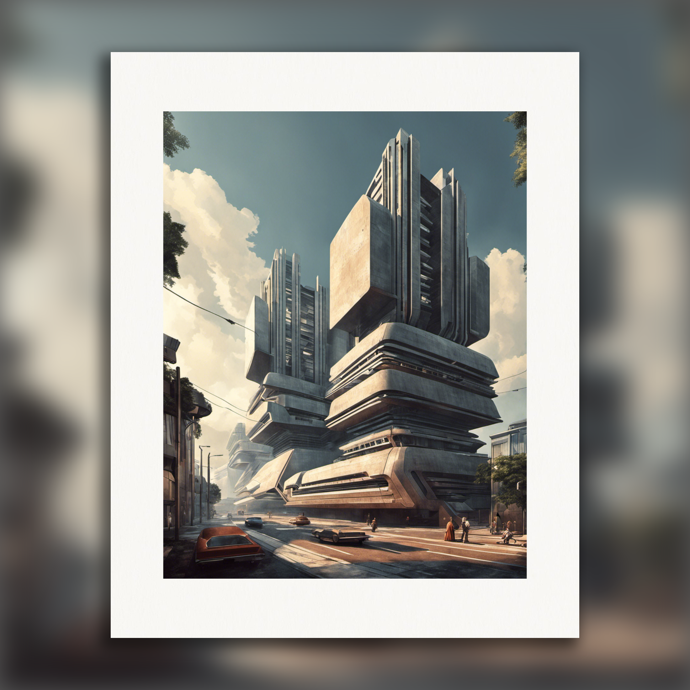Retro futuro, arquitectura brutalista - Póster