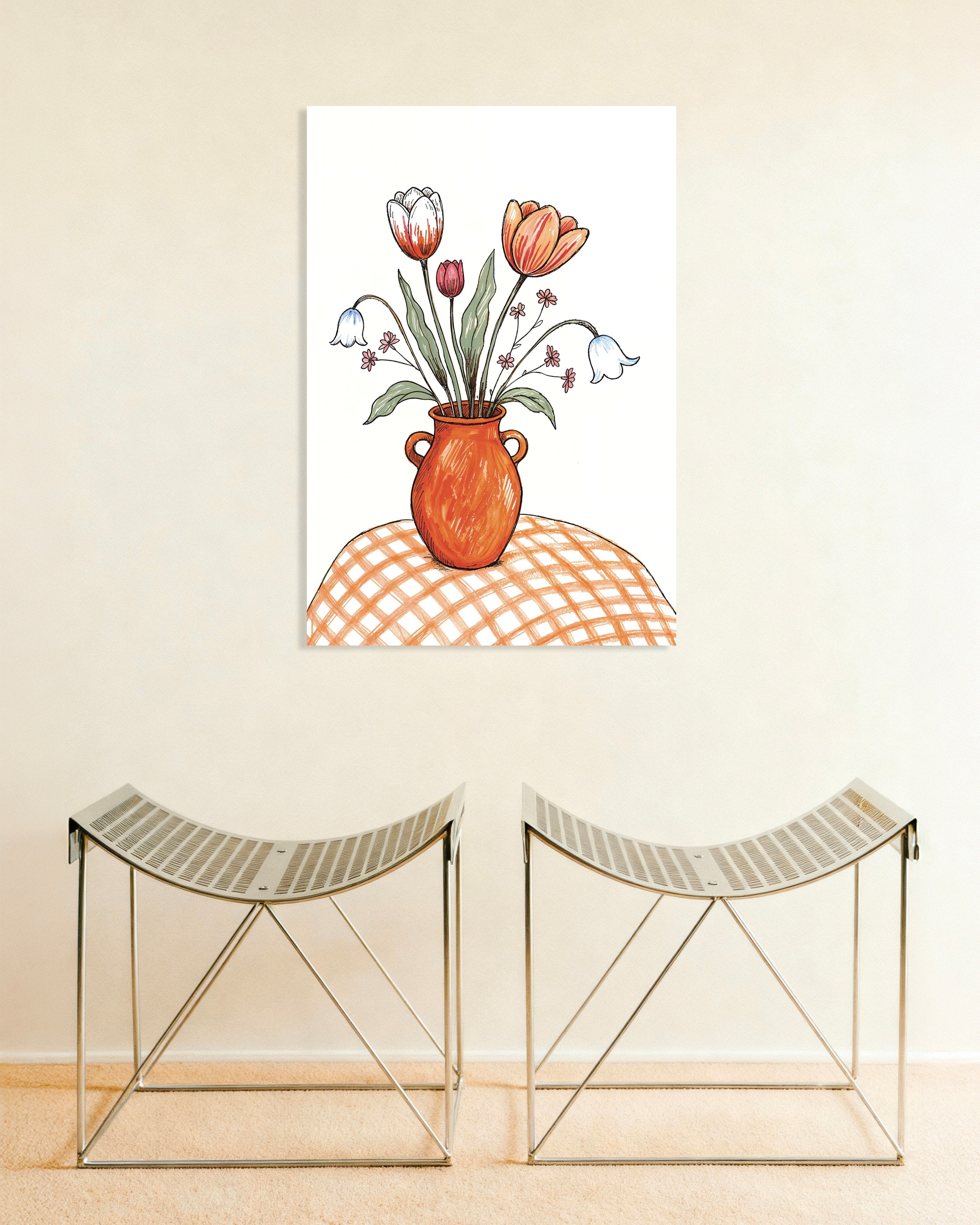 Poster of Easter Tulips Still Life in Terracotta
