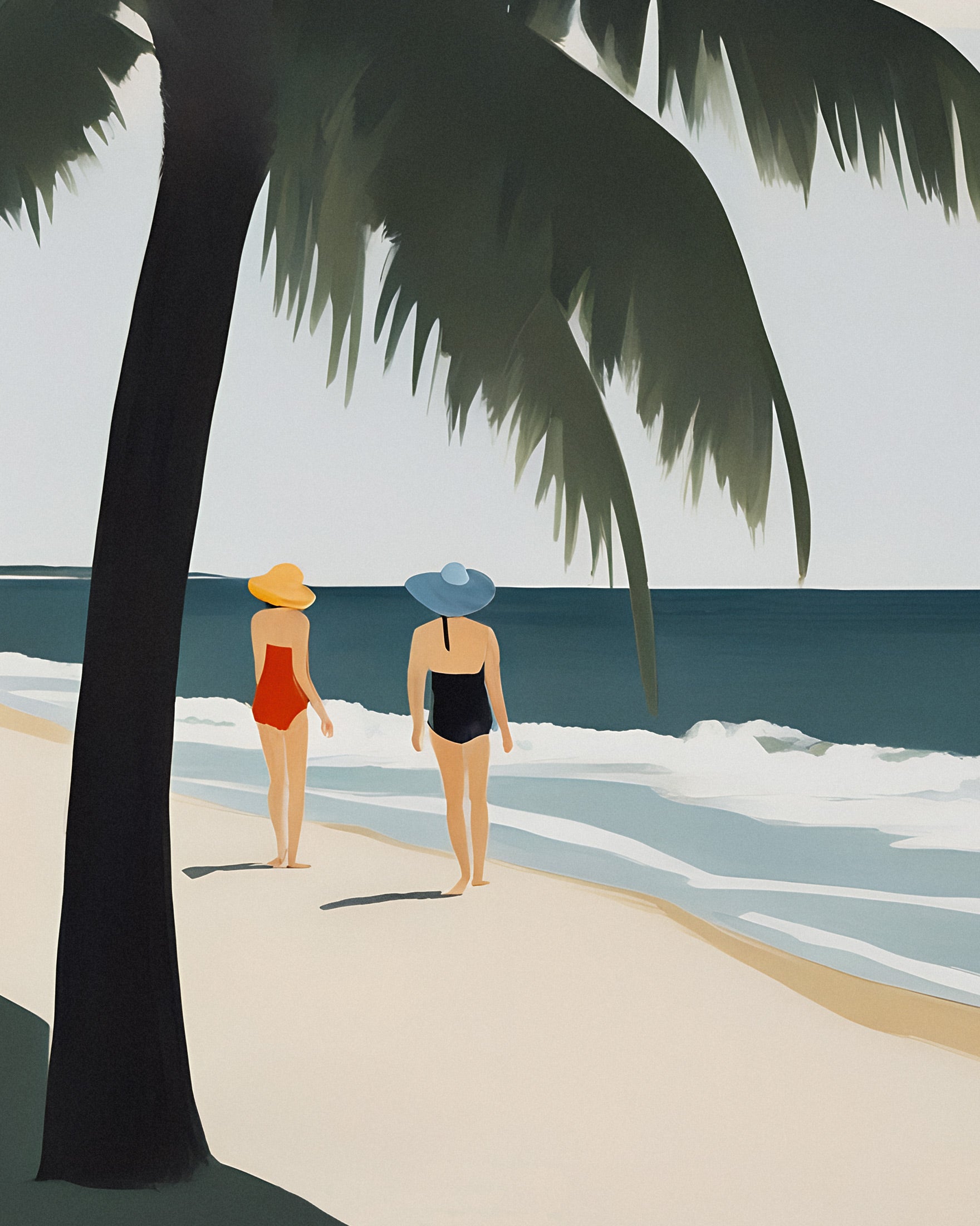 Émilie & Natacha en la Playa - Lámina decorativa Paraíso Tropical Póster