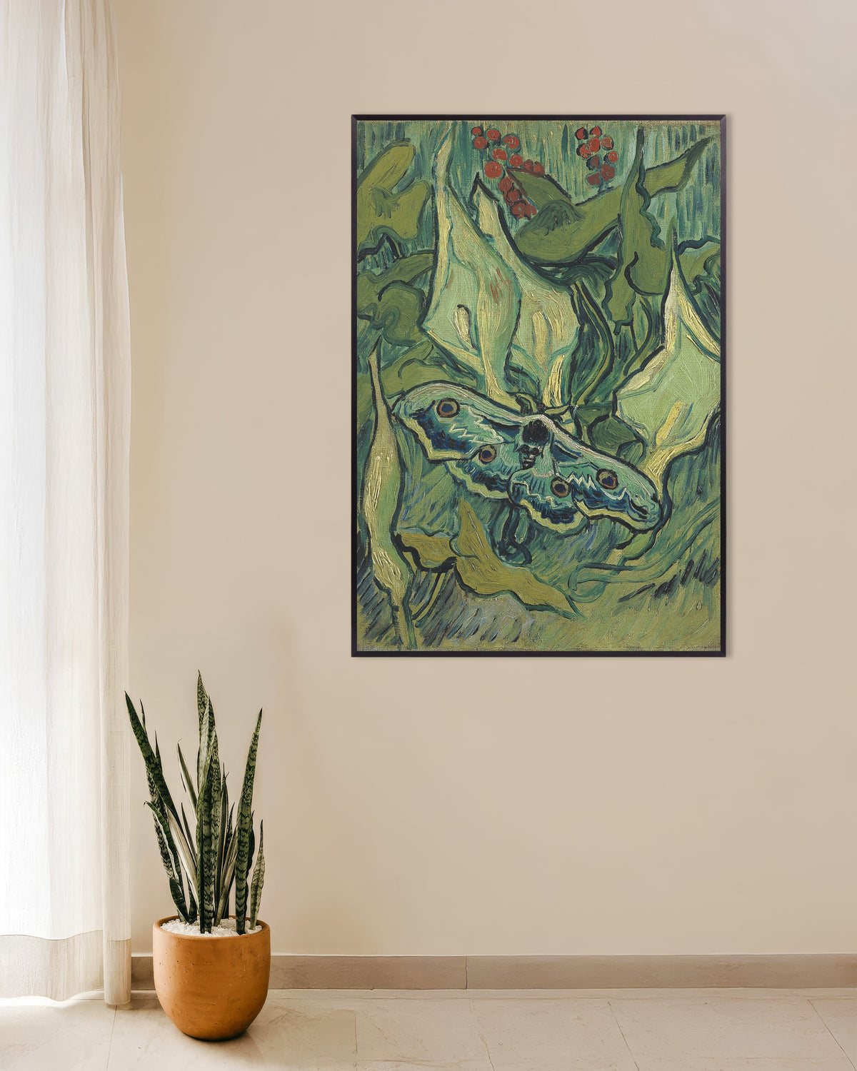 Póster de Polilla emperador (1889), de Vincent van Gogh, con marco metálico