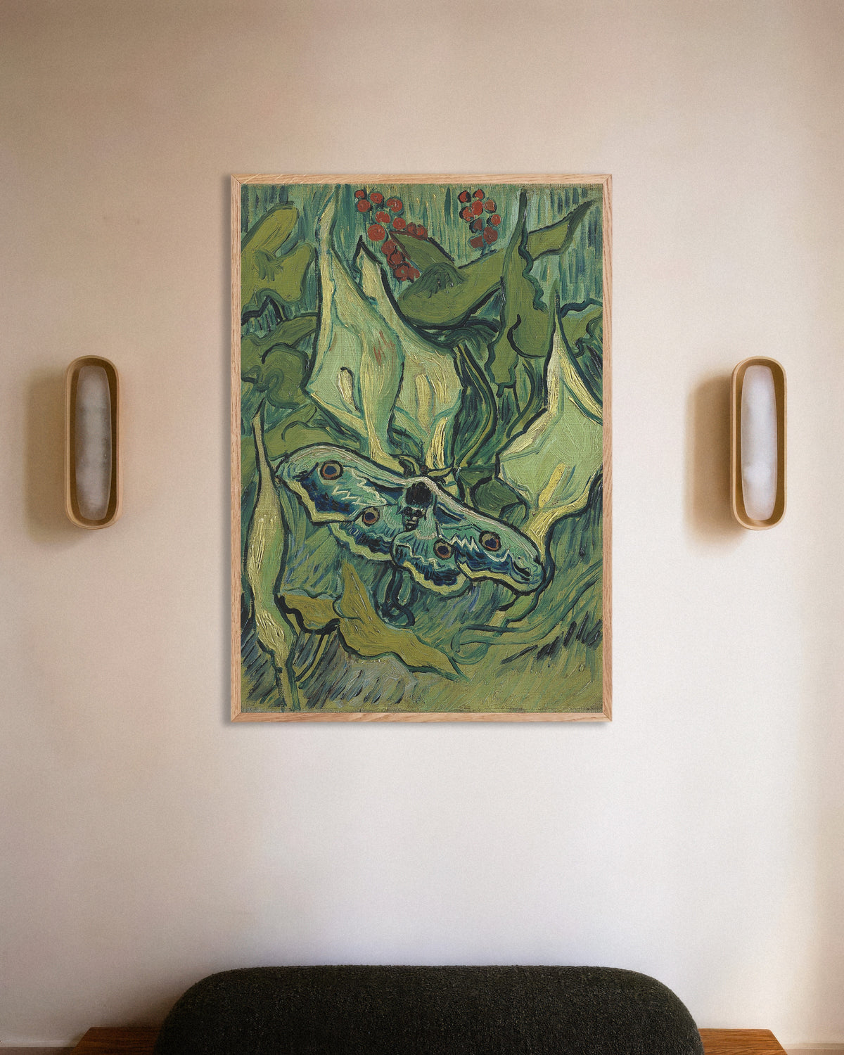 Póster de Polilla emperador (1889), de Vincent van Gogh, con marco de madera natural