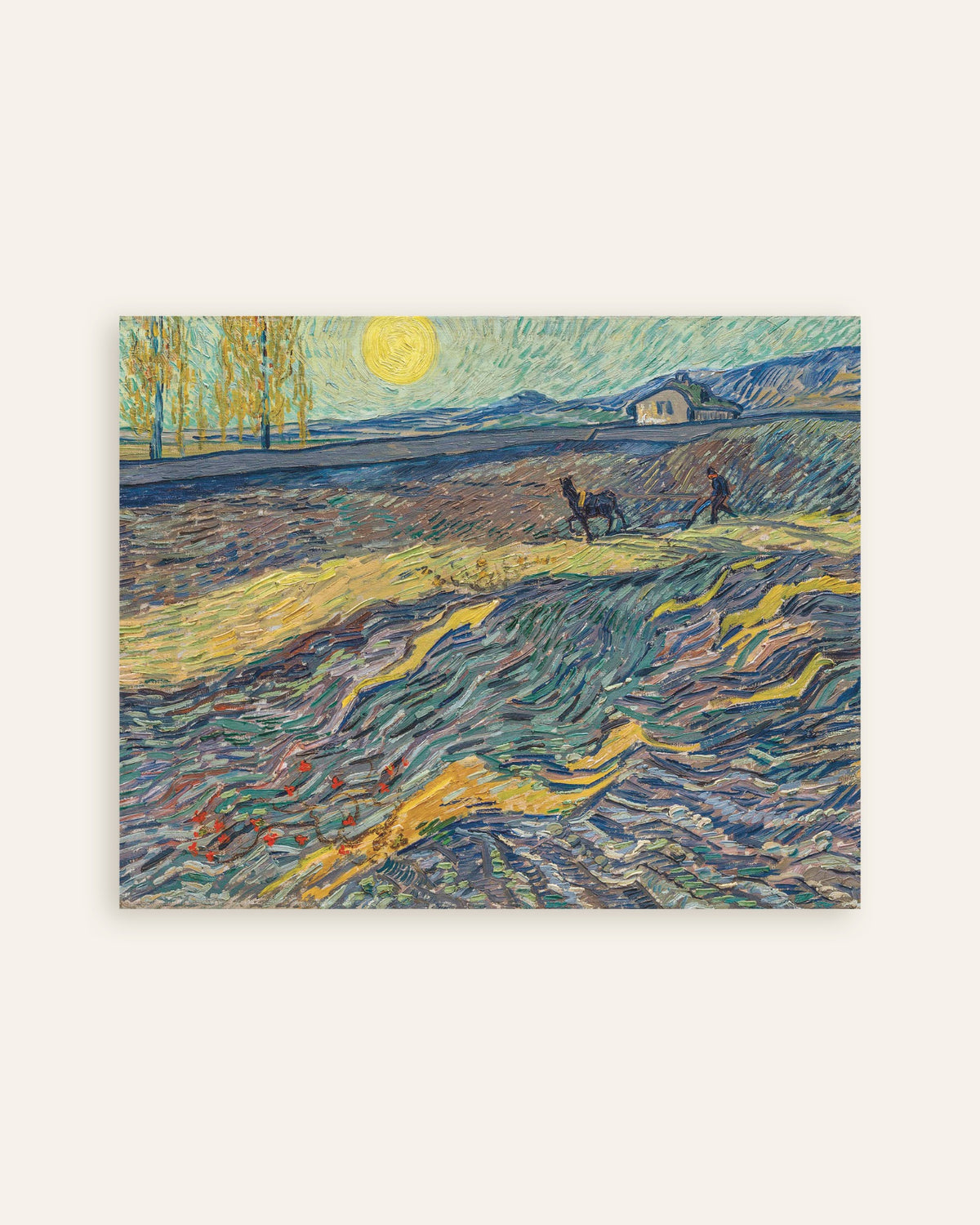 Póster de Campo cercado con labrador (1889), de Vincent van Gogh, miniatura