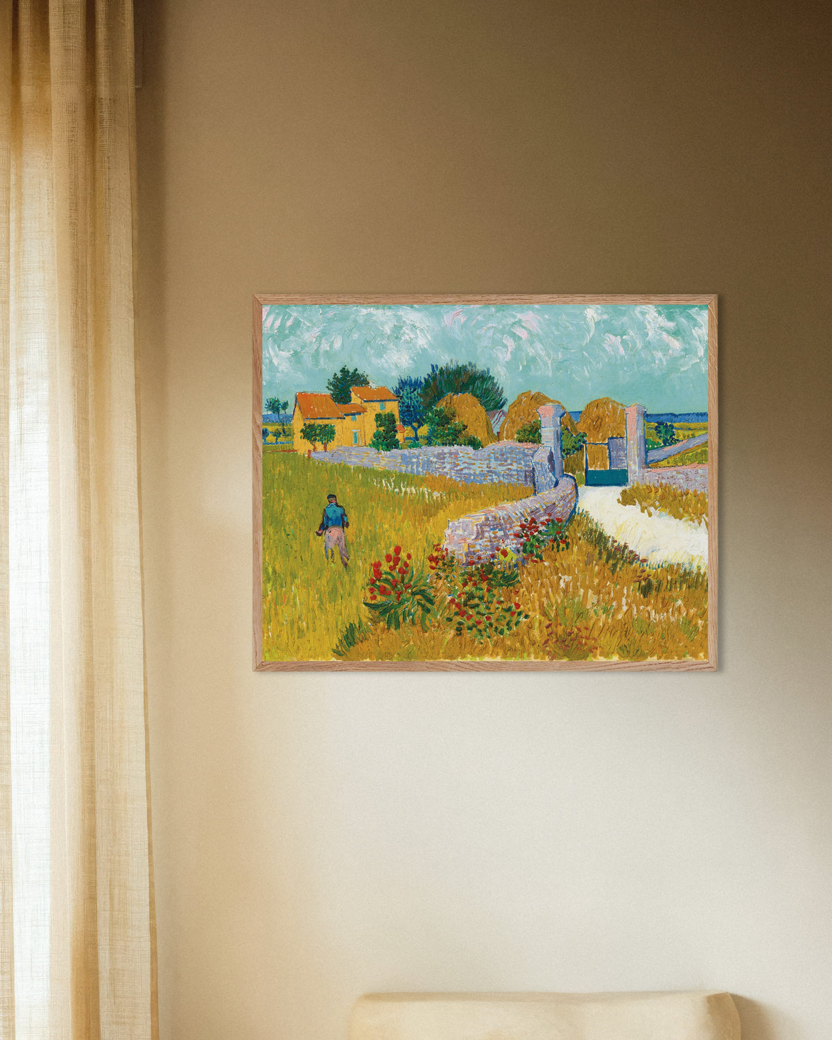Póster de Casa de campo en Provenza (1888), de Vincent van Gogh, con marco de madera natural