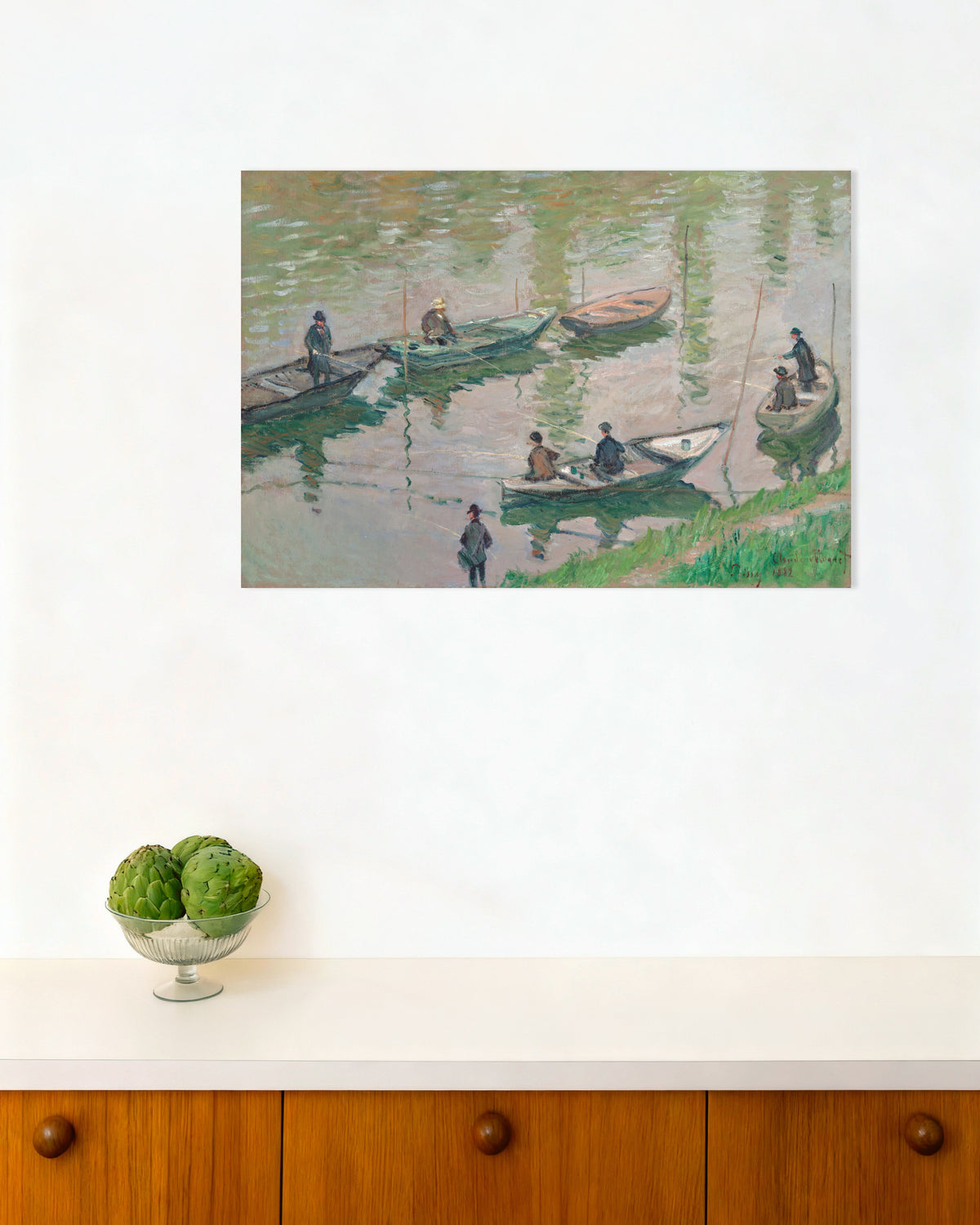 Póster Pescadores en el Sena en Poissy (1882), de Claude Monet