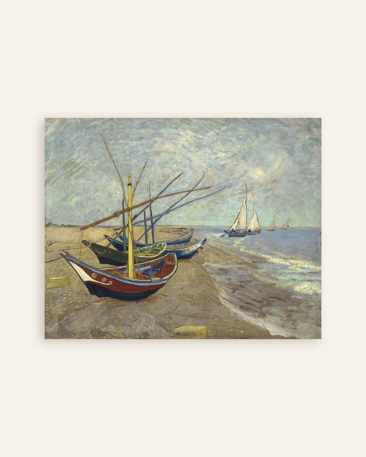 Póster Barcas de pesca en la playa de Les Saintes-Maries-de-la-Mer (1888), de Vincent van Gogh, miniatura