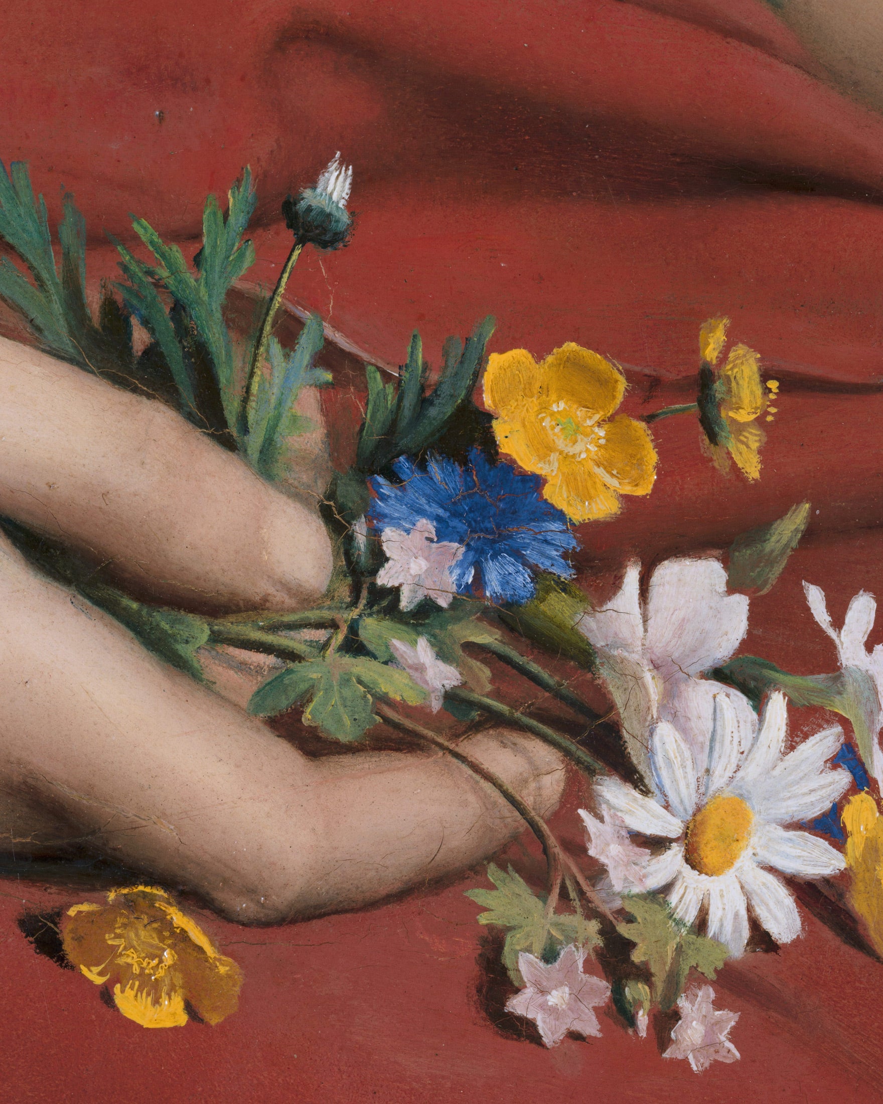Louis Janmot "Fleur des Champs" Detalle de Manos - Lámina decorativa de Ramo de Flores Silvestres Póster
