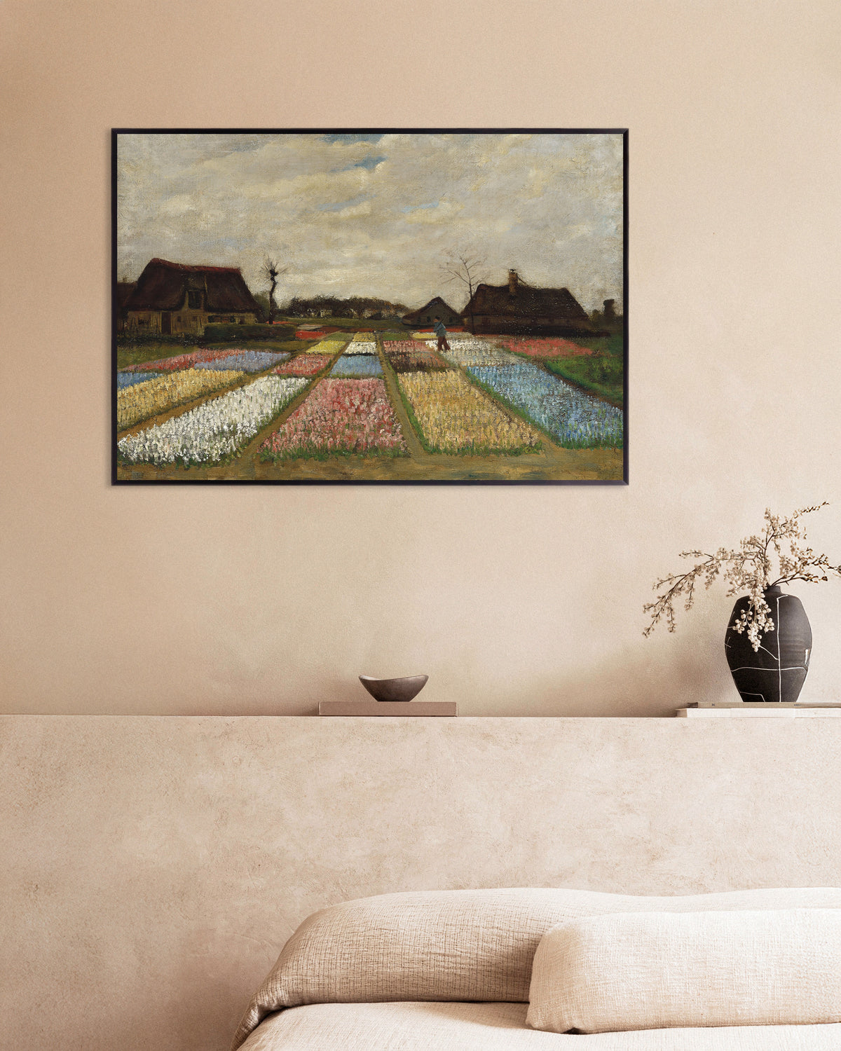 Póster de Parterres de flores en Holanda (c. 1883), de Vincent van Gogh, con marco metálico