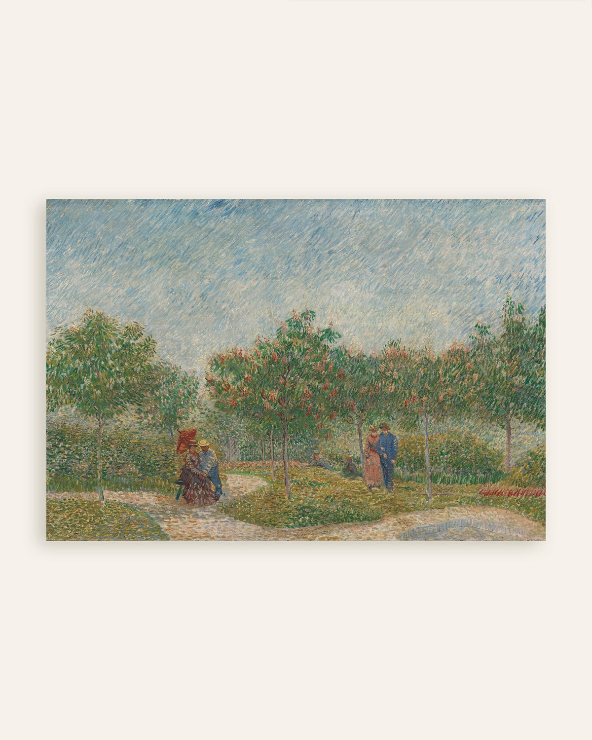Póster de Jardín con parejas cortejándose, plaza Saint-Pierre (1887), de Vincent van Gogh, en miniatura