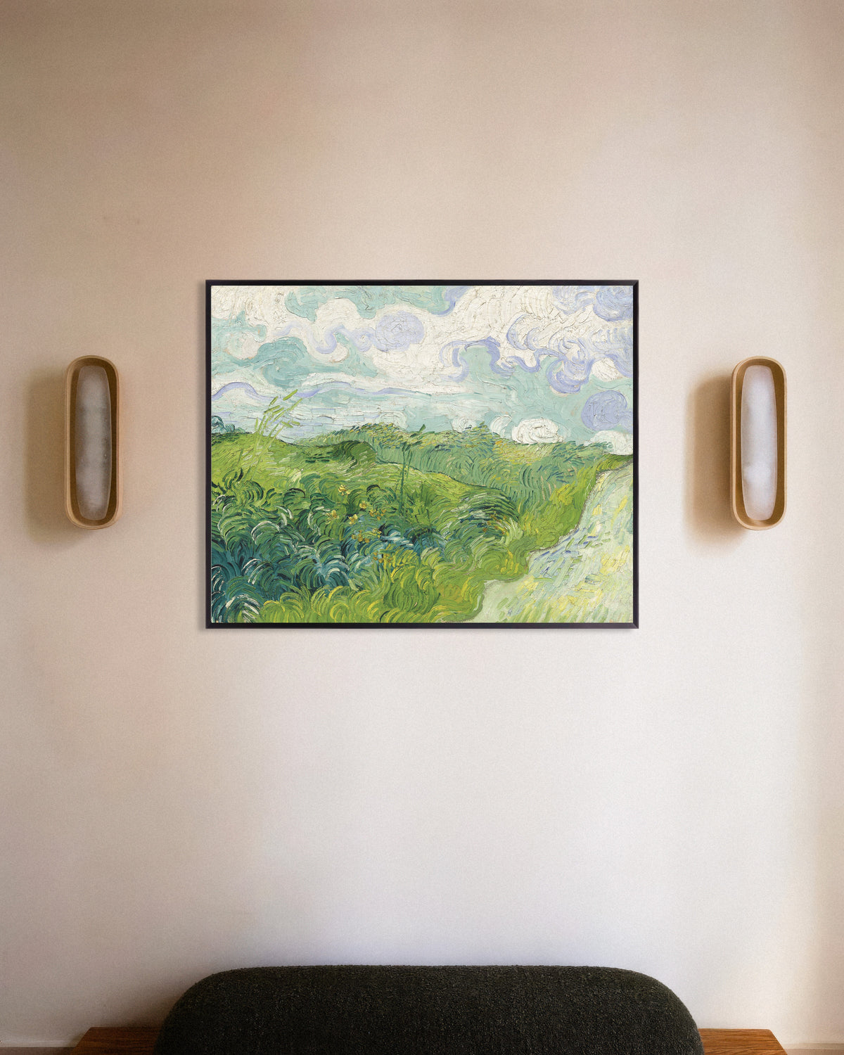 Póster de Campos de trigo verdes, Auvers (1890), de Vincent van Gogh, con marco metálico
