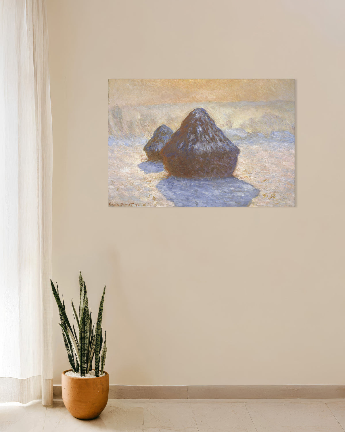 Póster Almiares, efecto de nieve (1891), de Claude Monet