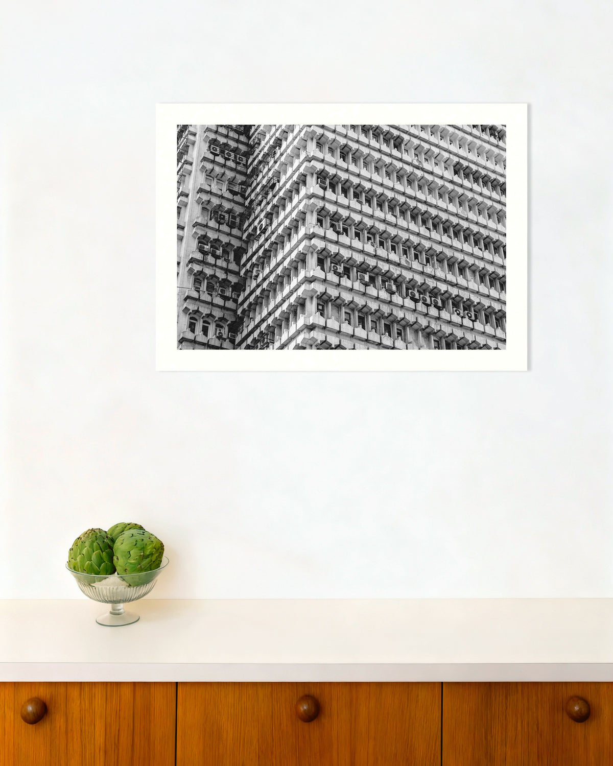 Póster «Fachada de oficina con diseño de panal»
