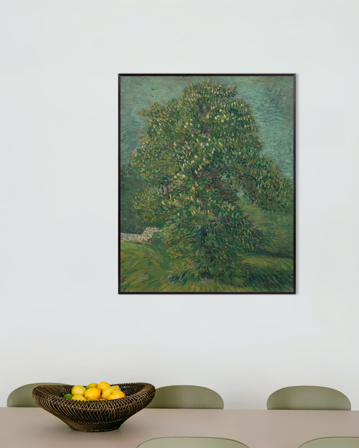 Póster de Castaño de Indias en flor (1887), de Vincent van Gogh, con marco metálico
