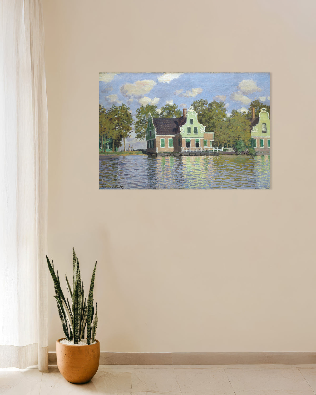 Póster Casas a orillas del Zaan (1871), de Claude Monet