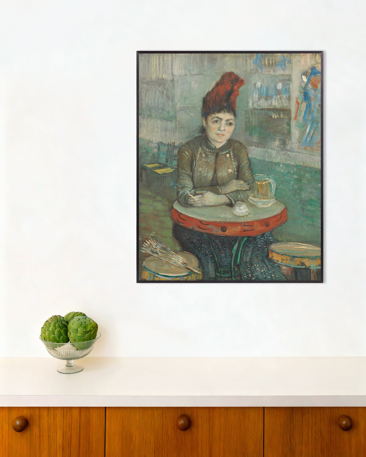 Póster de En el Café, Agostina Segatori en Le Tambourin (1887), de Vincent van Gogh, con marco metálico