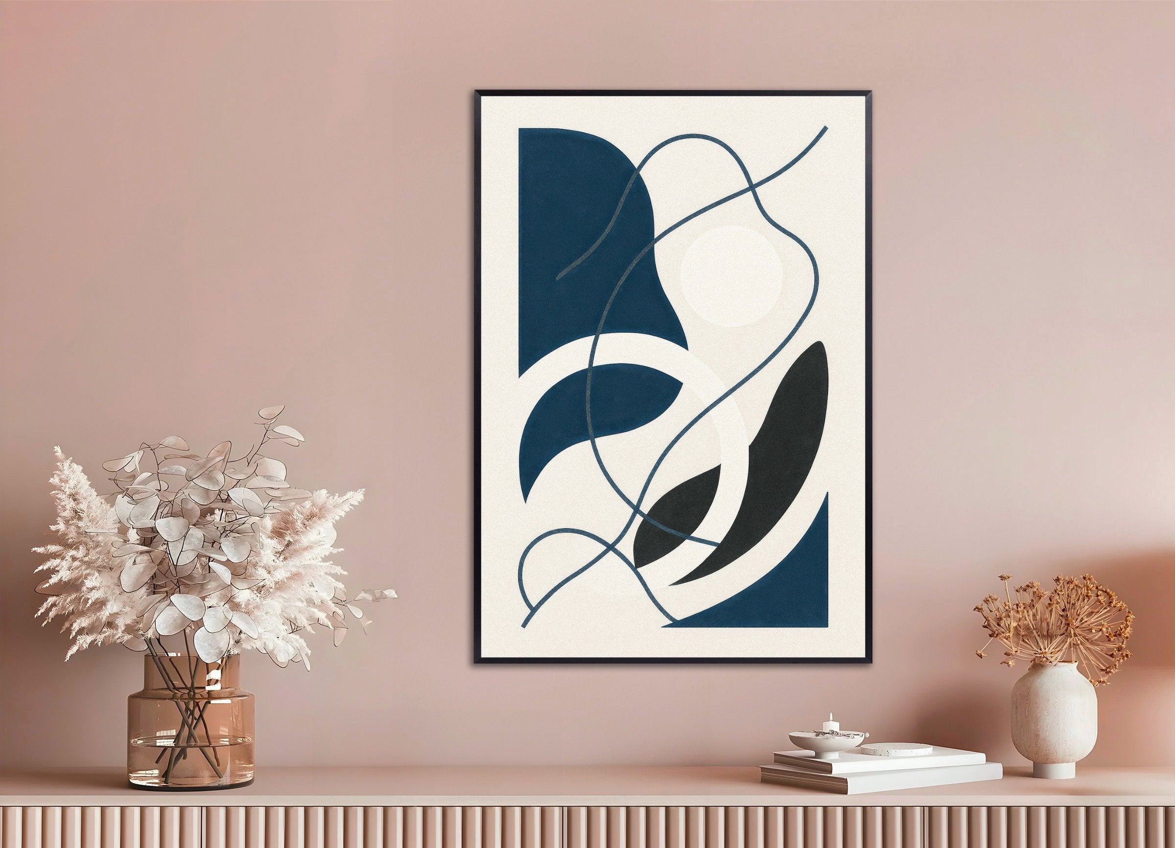 Poster of Inflections 04 – abstract print with curves and contrast, with metal frame