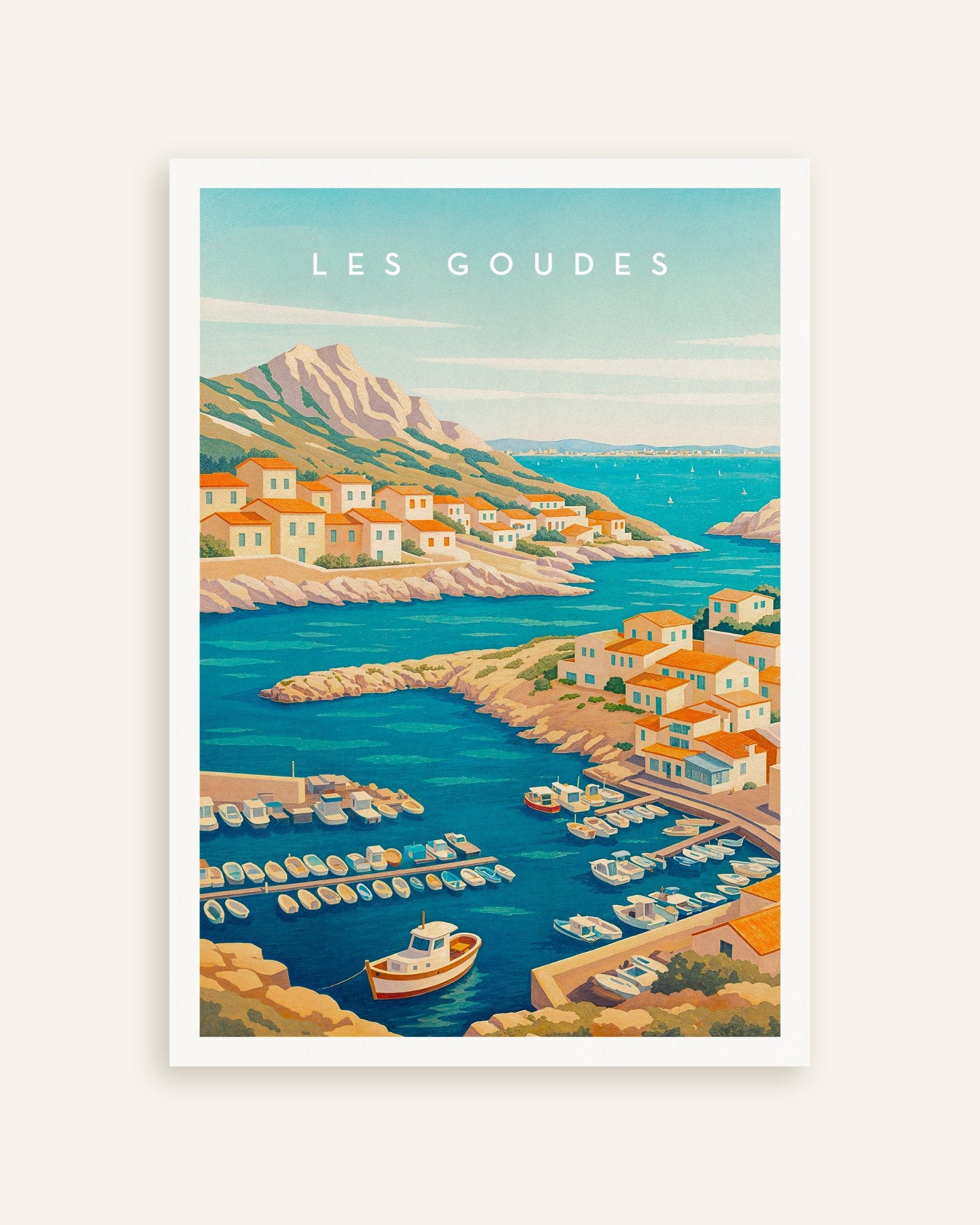 Poster of Les Goudes Marseille Travel Poster - Mediterranean Fishing Village, thumbnail