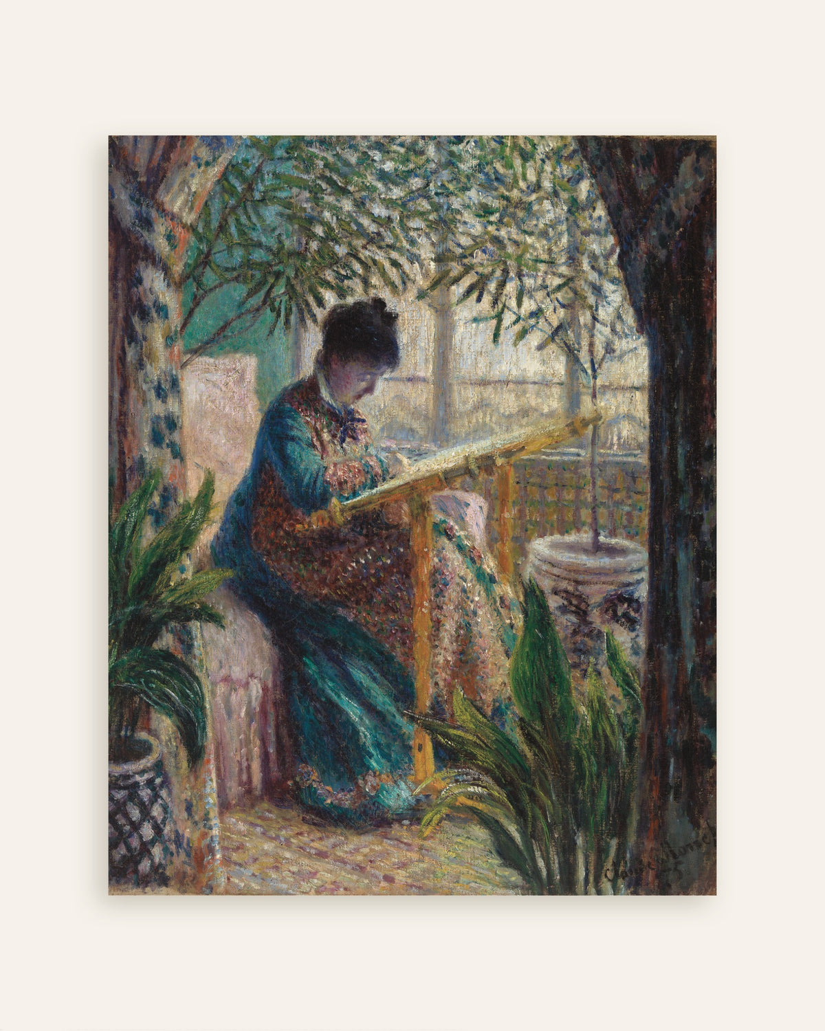 Póster Madame Monet bordando (1875), de Claude Monet, miniatura