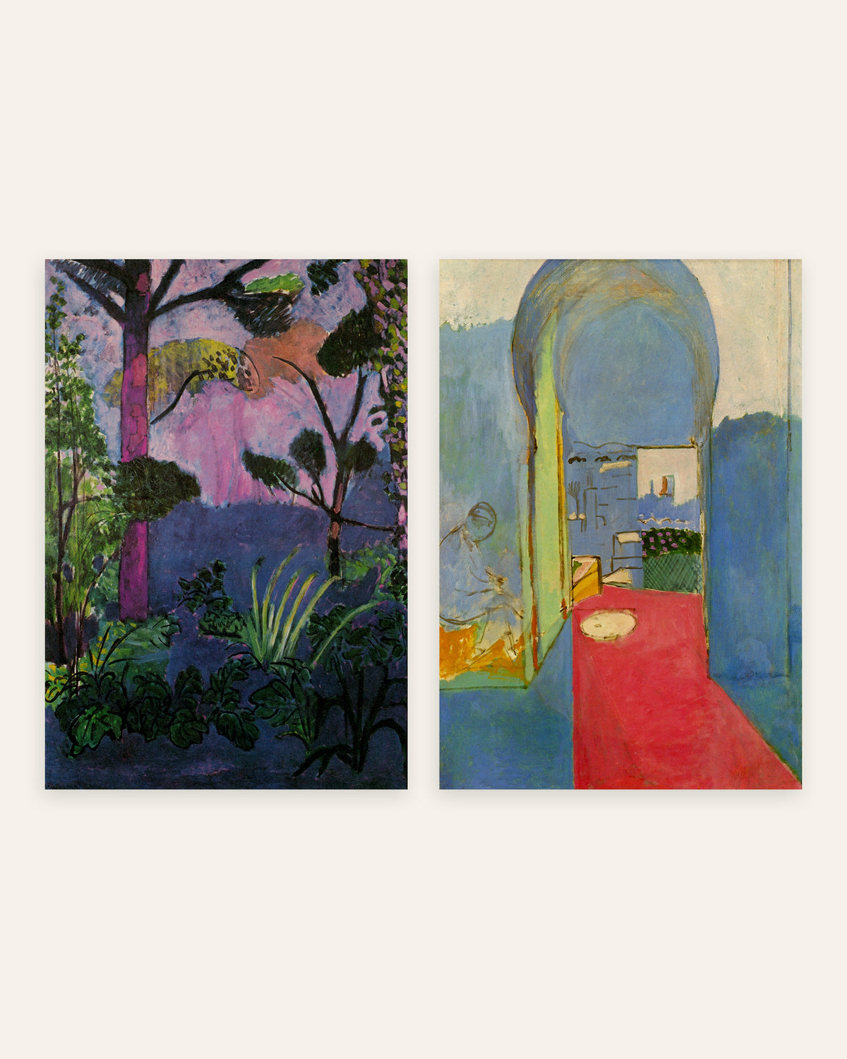 Pósters de Matisse, conjunto de 2: Paisaje marroquí (Acanto) y Entrada a la kasba, sin marco