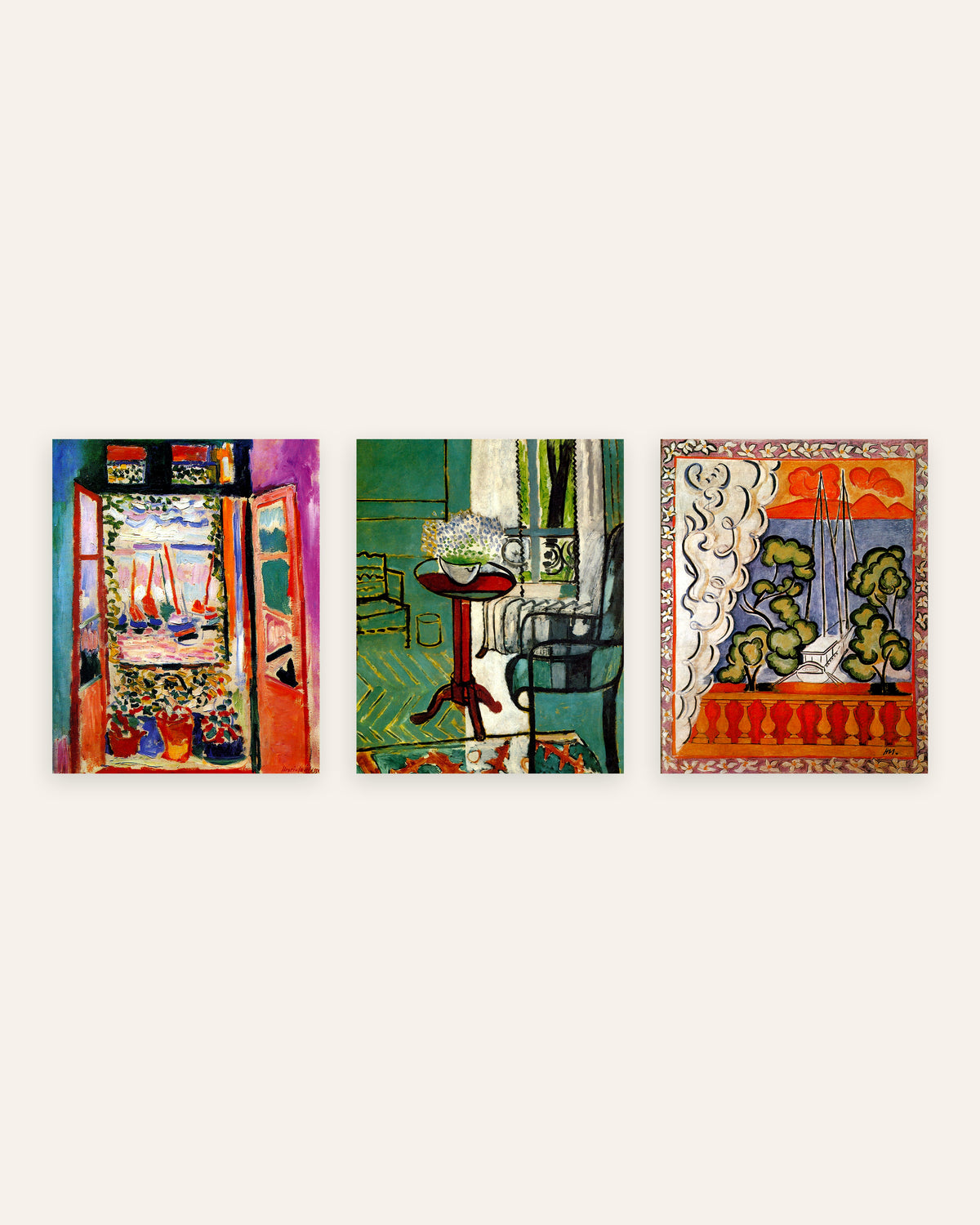 Pósters de Matisse, conjunto de 3: ventanas de Collioure, con nomeolvides y en Tahití, sin marco