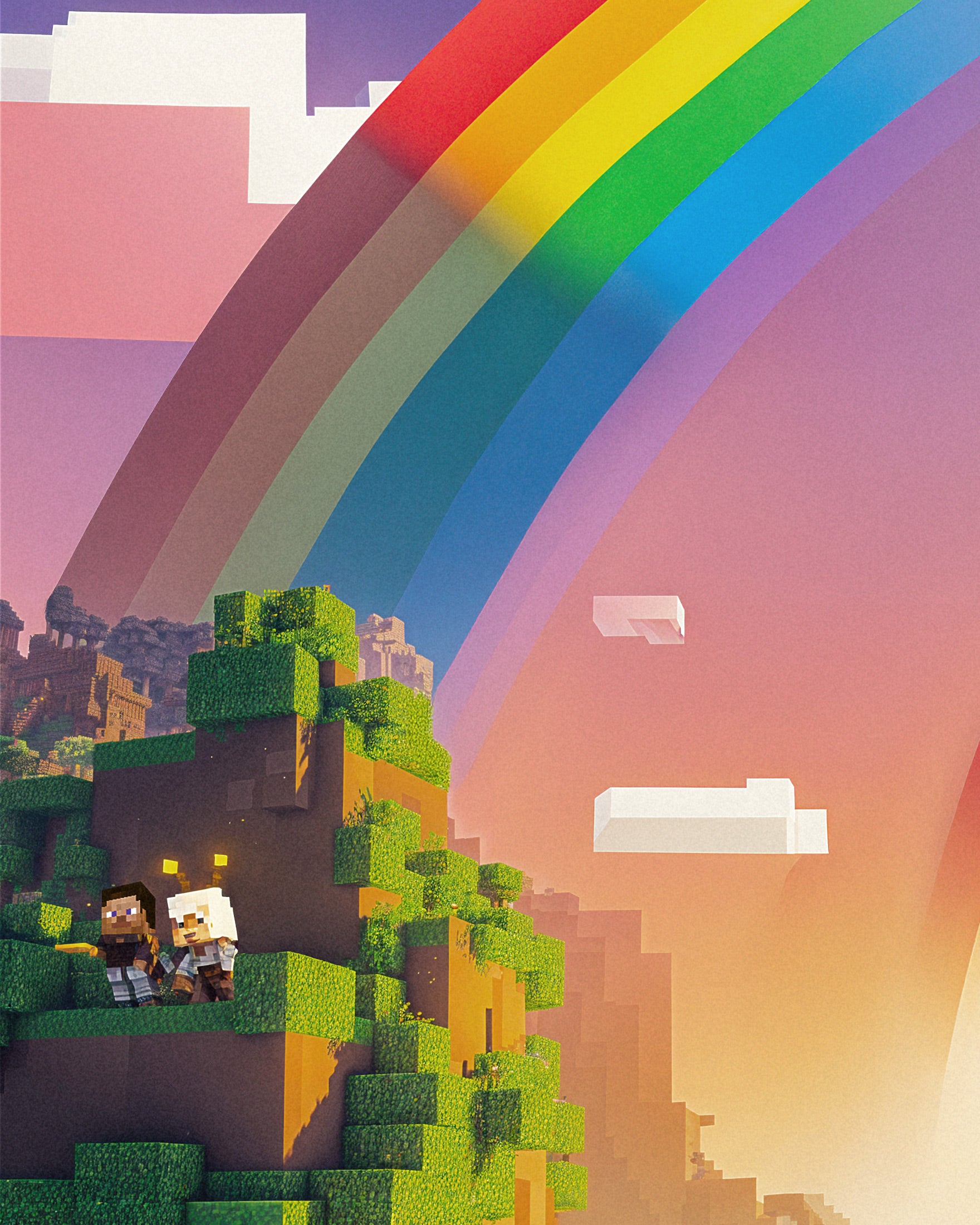 Minecraft Valle Arcoíris - Póster de Juegos