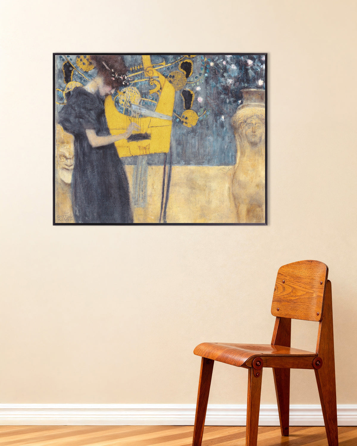 Póster La música I (1895), de Gustav Klimt, con marco metálico