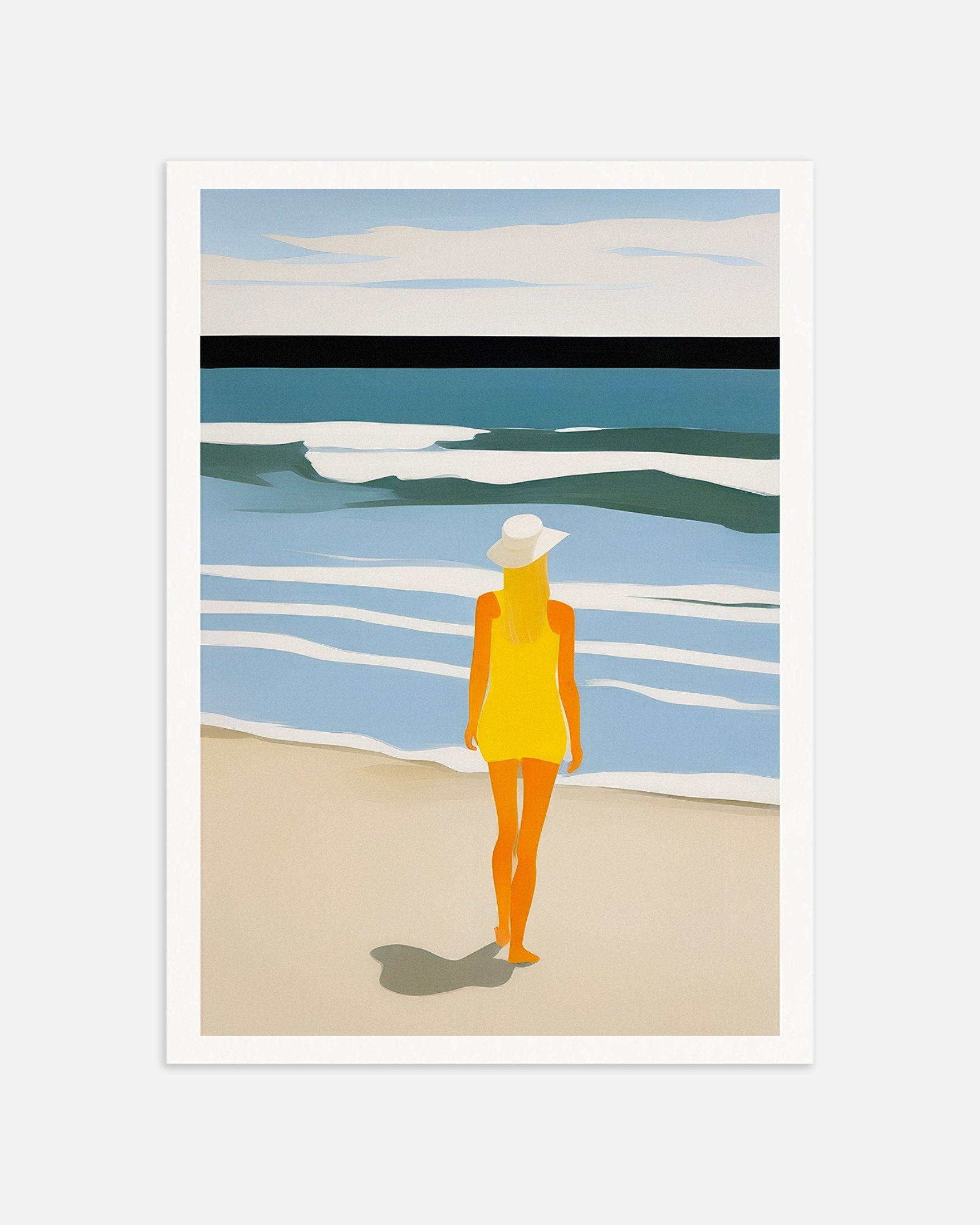 Poster of Nastya Beach Portrait - Sunny Yellow Coastal Art Print, thumbnail