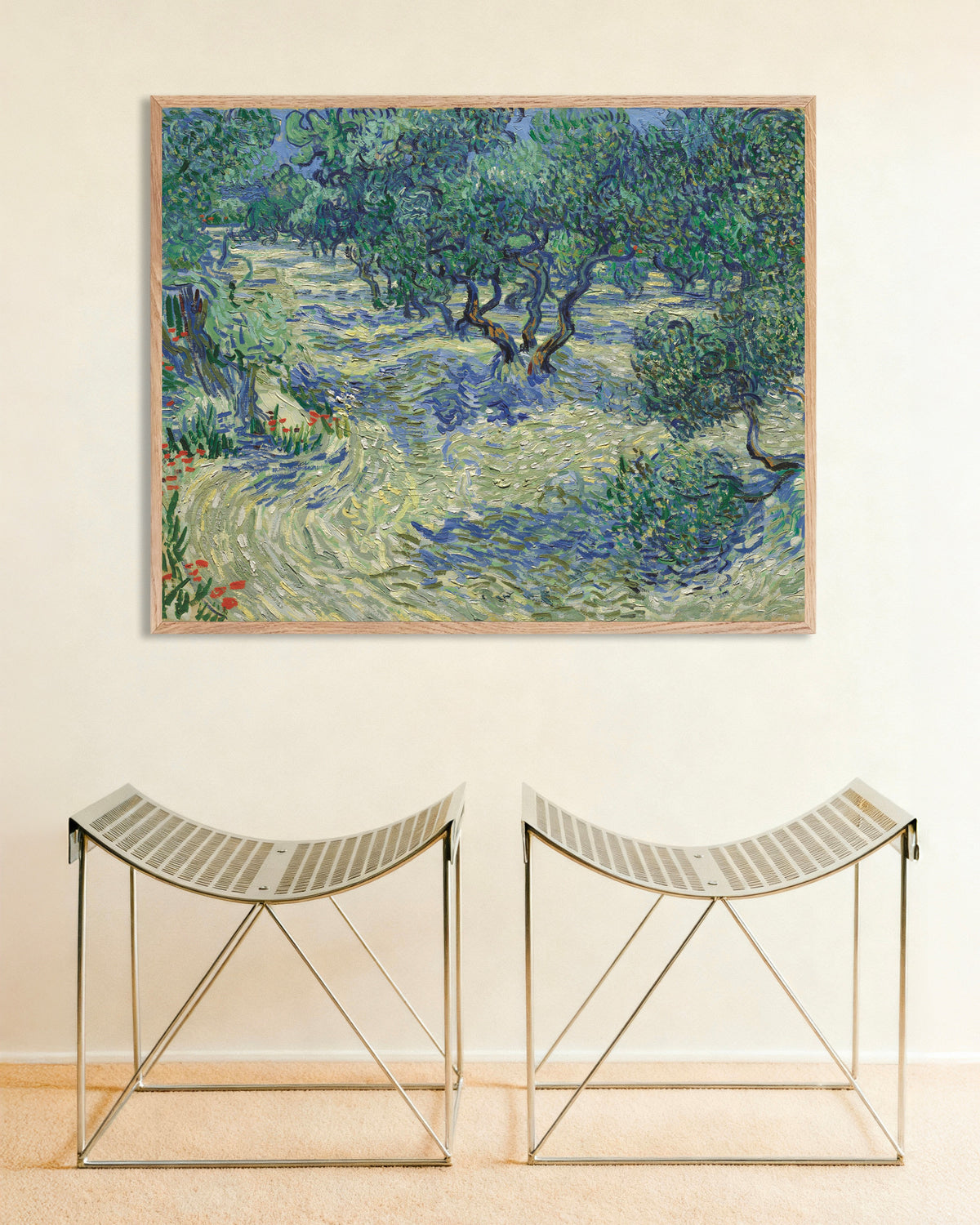 Póster de Huerto de olivos (1889), de Vincent van Gogh, con marco de madera natural