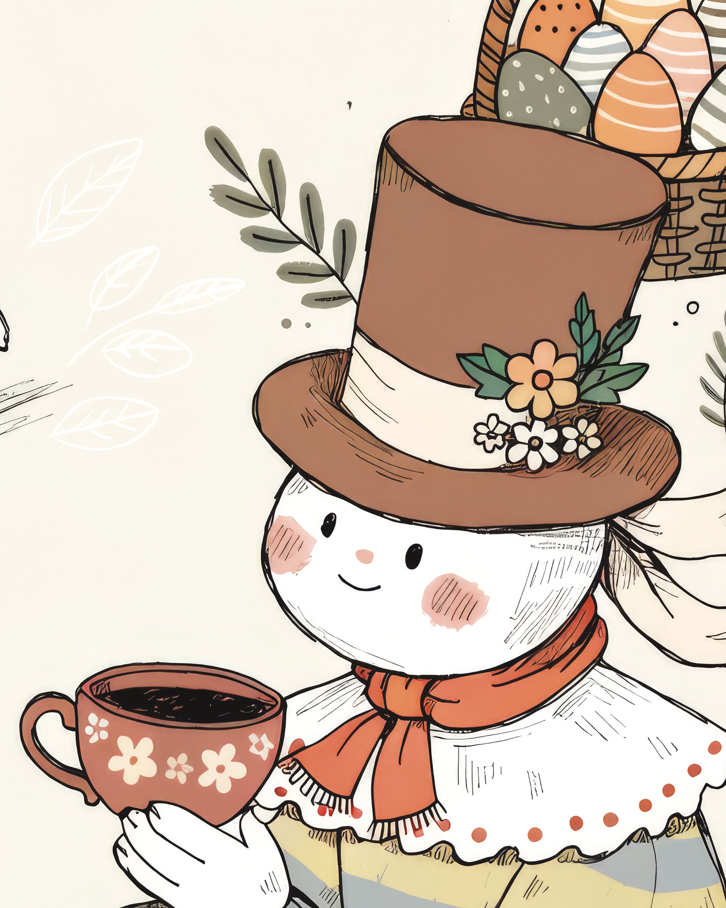 Póster ilustración Descanso para Té de Pascua