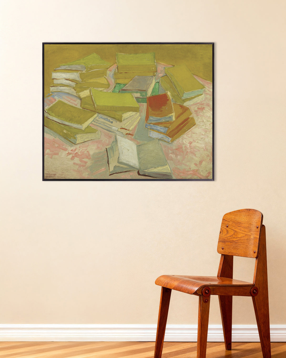 Póster de Pila de novelas francesas (1887), de Vincent van Gogh, con marco metálico