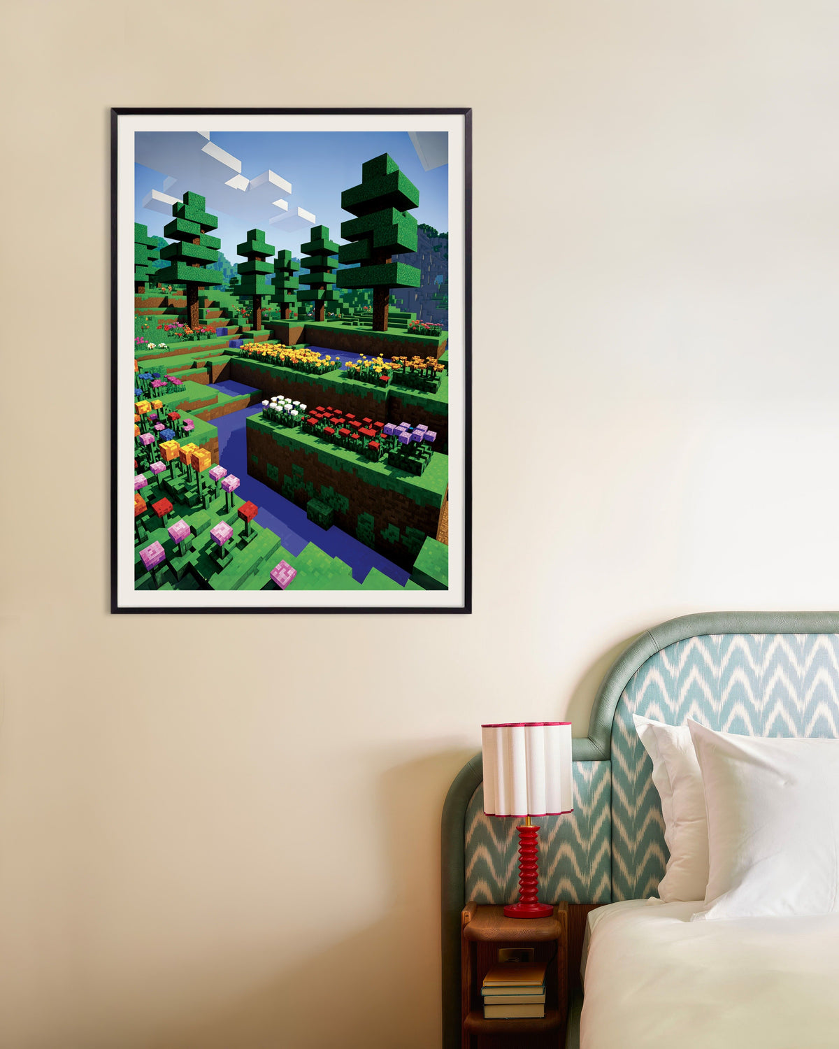 Póster de Pixel Flowers, póster botánico, con marco metálico