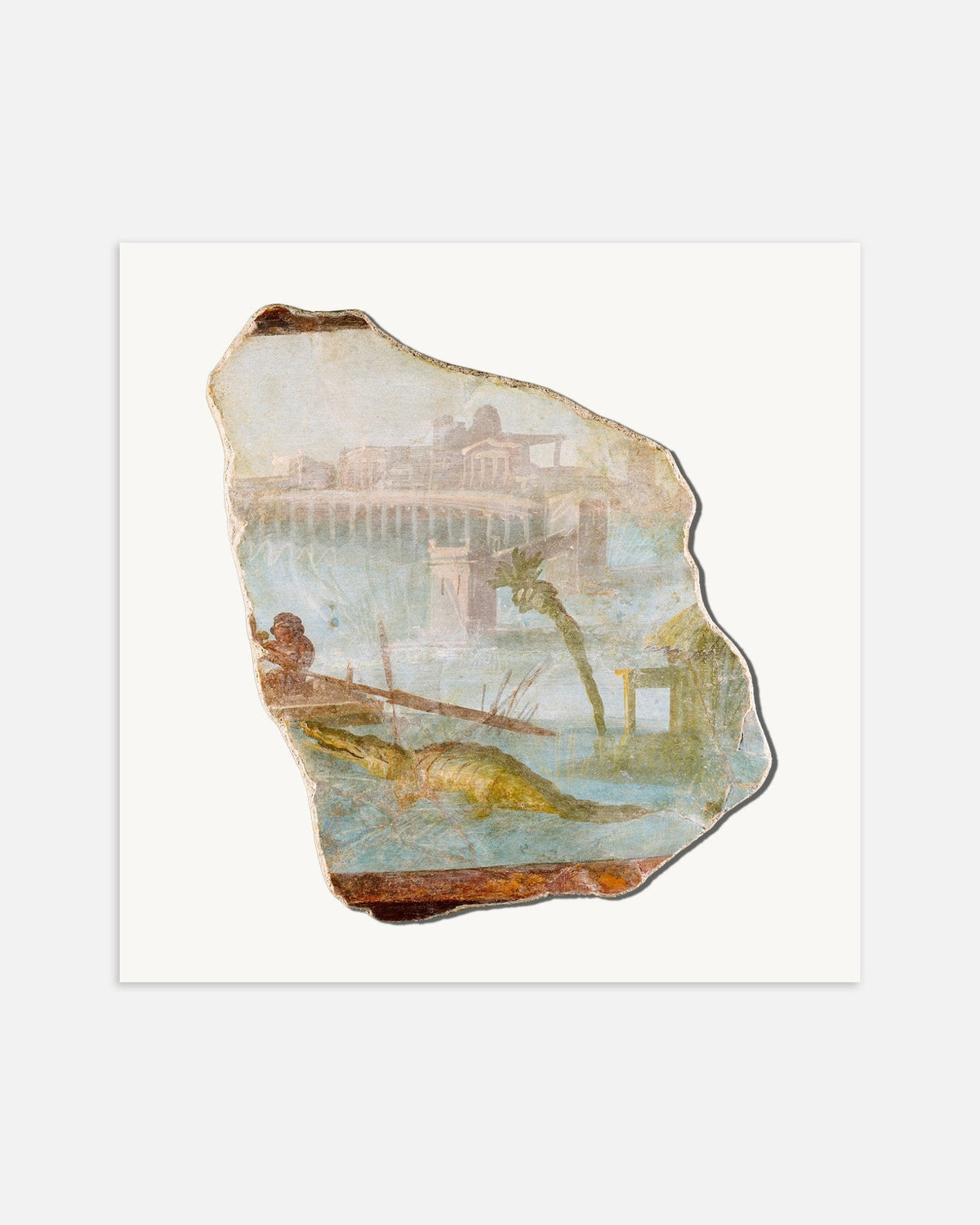Póster del fragmento de fresco con paisaje nilótico, Pompeya