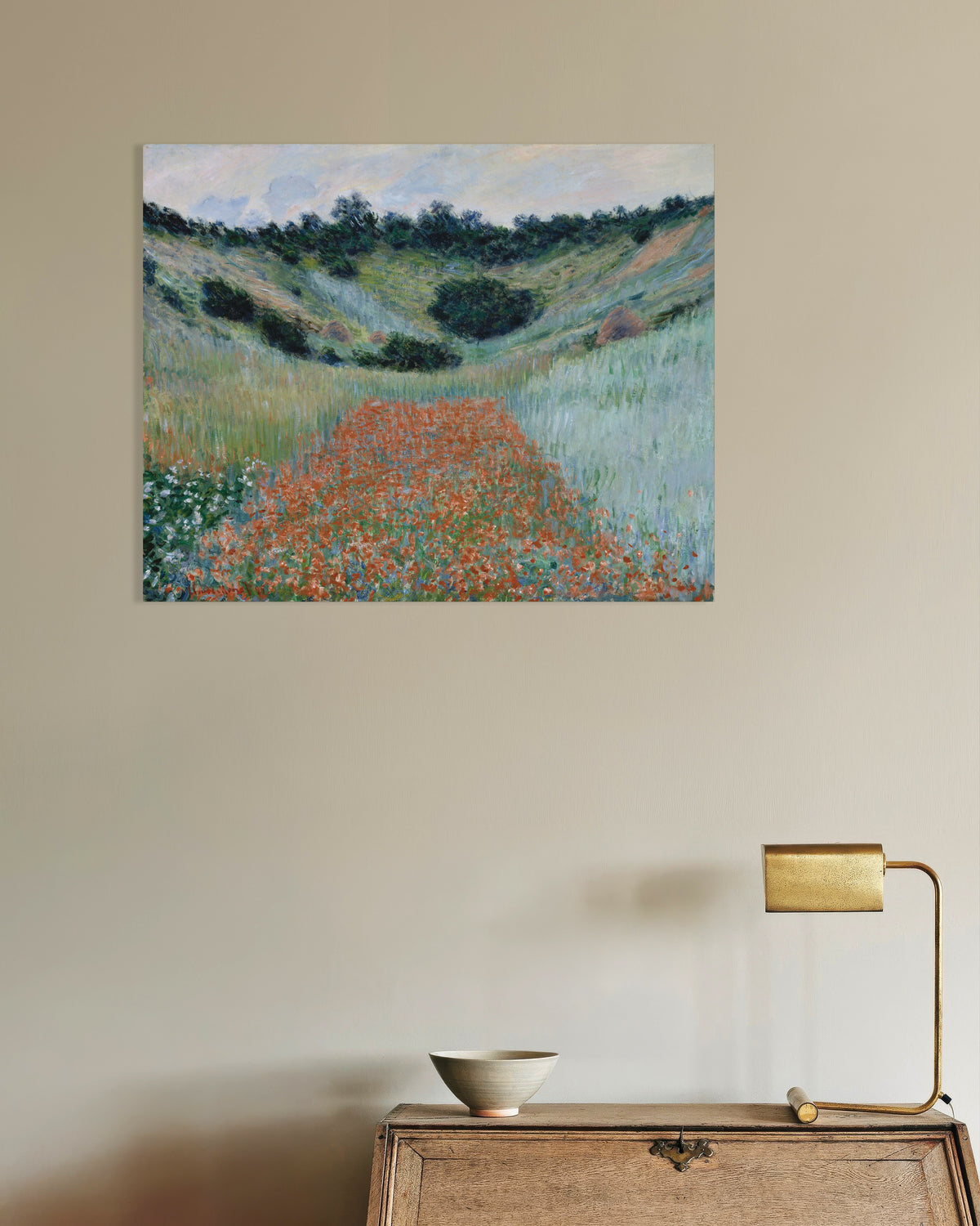 Póster Campo de amapolas en una hondonada cerca de Giverny (1885), de Claude Monet
