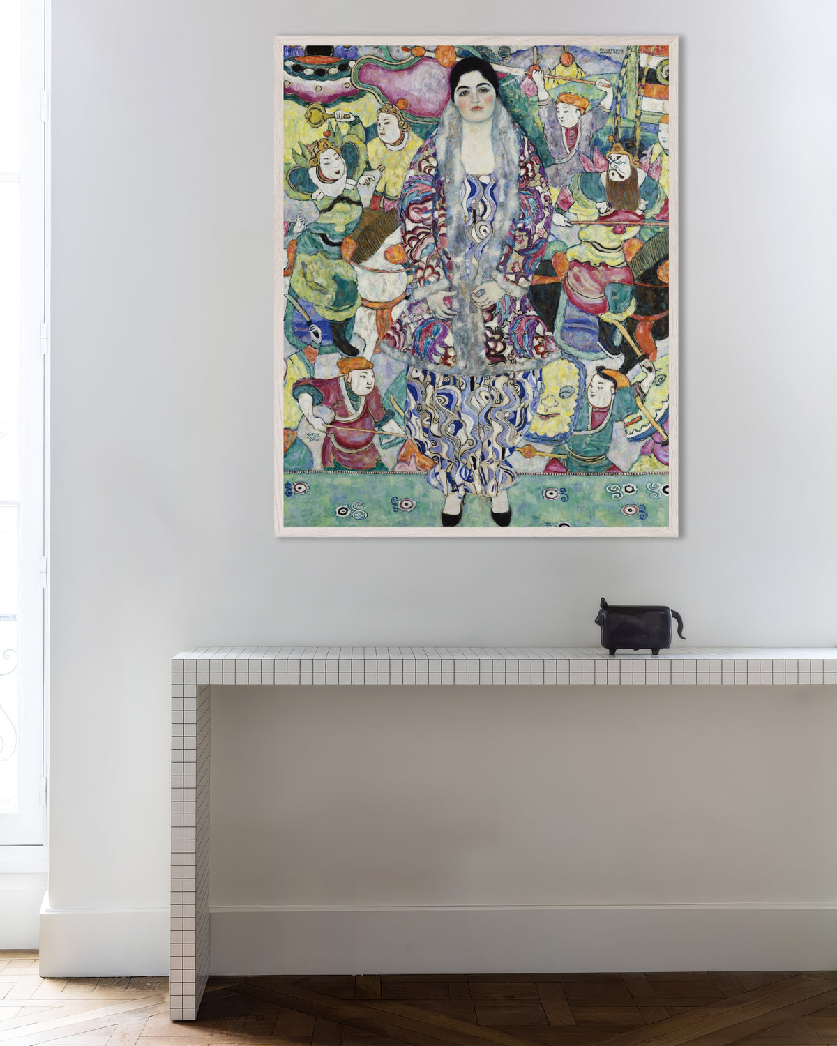 Póster de Retrato de Friederike Maria Beer (1916), de Gustav Klimt, con marco de madera blanca