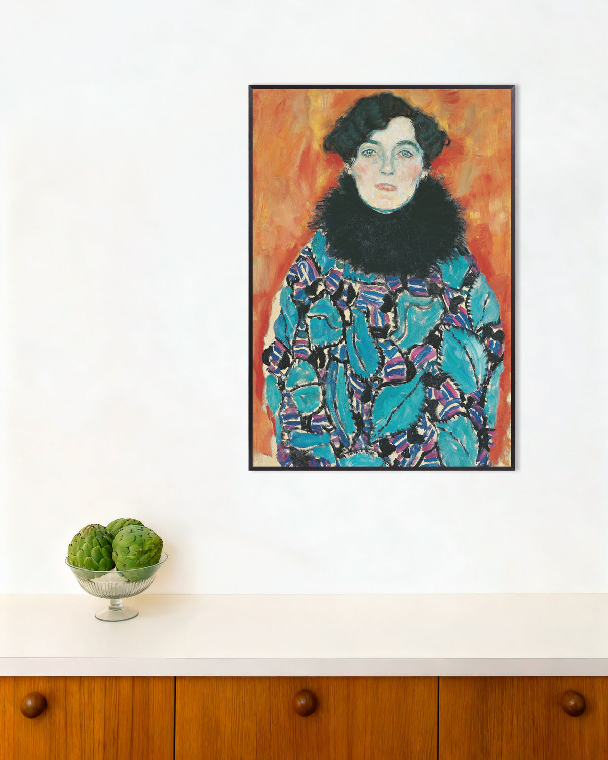 Póster Retrato de Johanna Staude (1917), de Gustav Klimt, con marco metálico