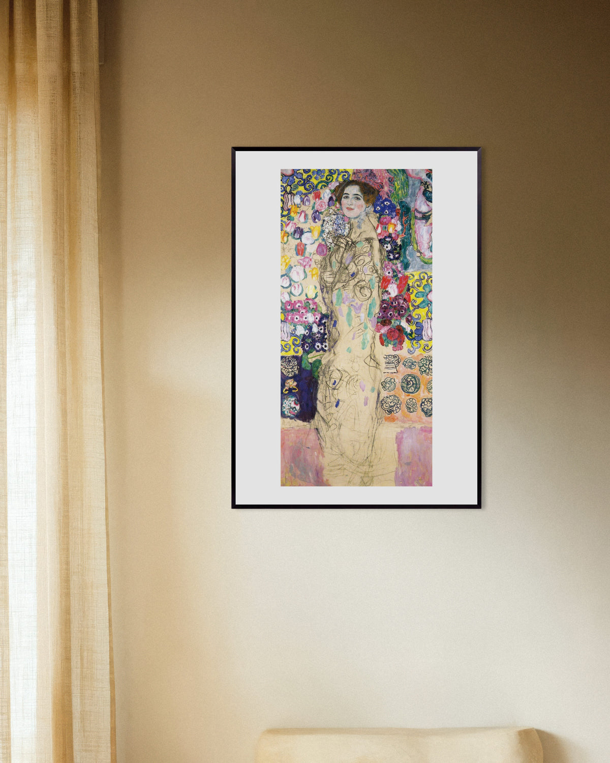 Póster Retrato de Maria Munk (1917–1918), de Gustav Klimt, con marco metálico