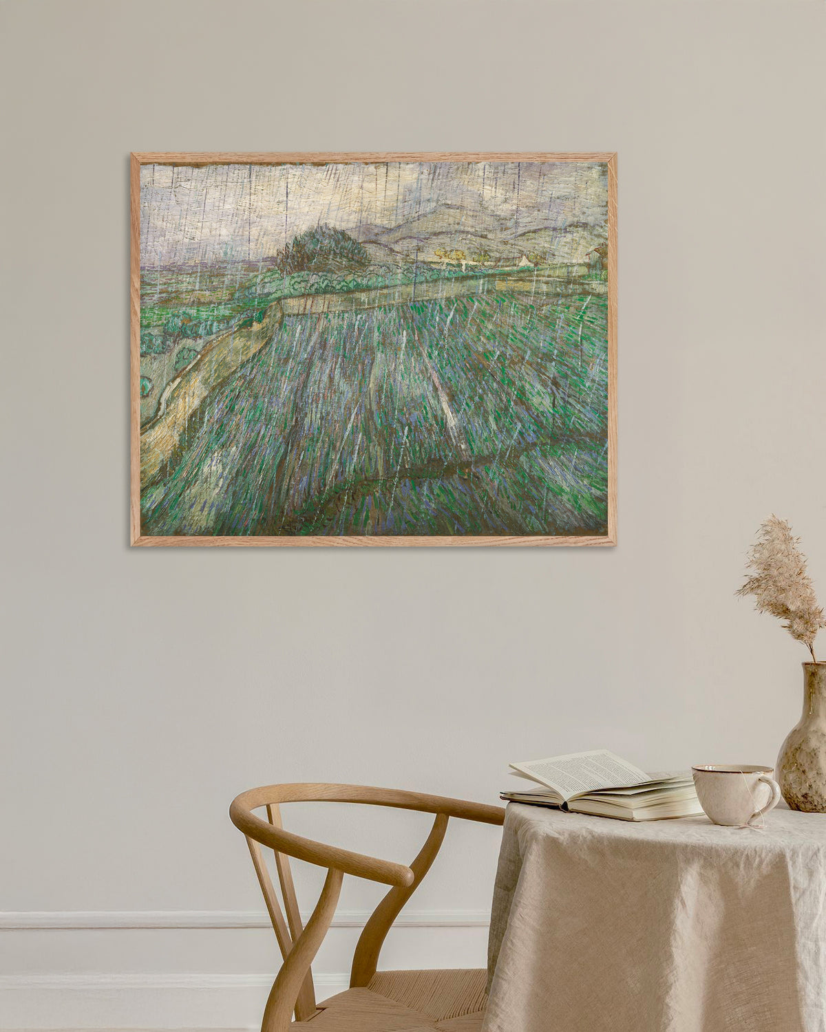 Póster de Lluvia (1889), de Vincent van Gogh, con marco de madera natural