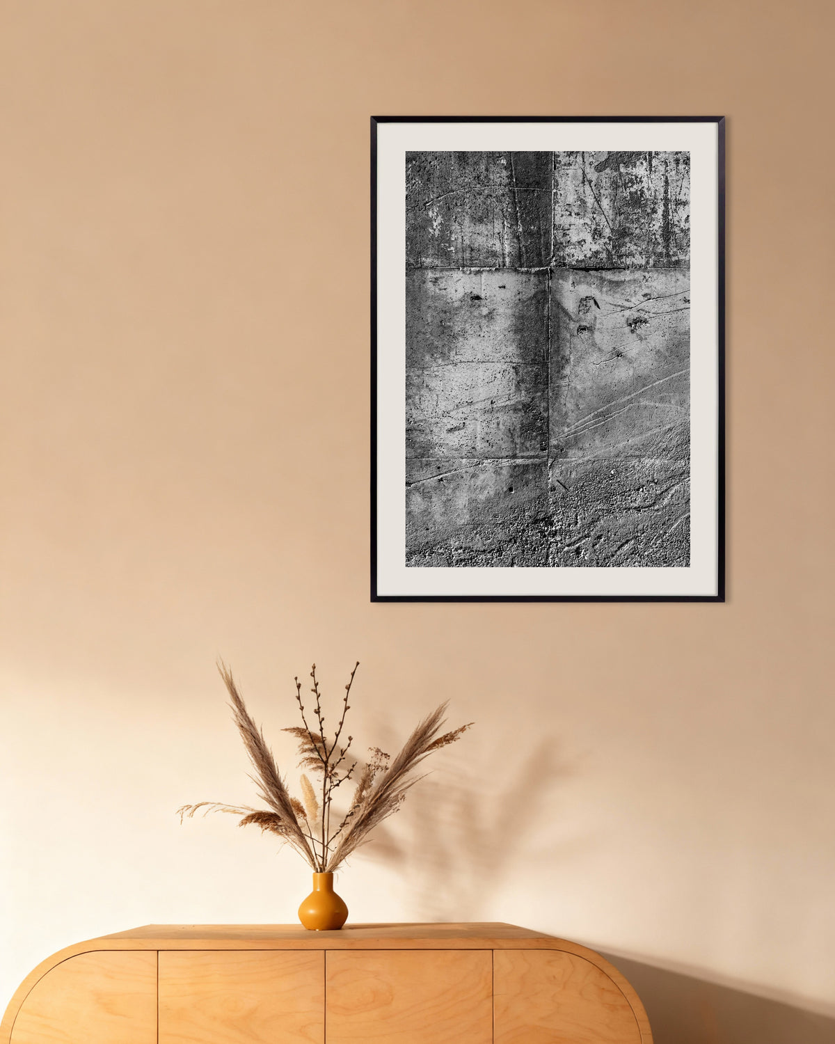 Póster «Textura de pared de hormigón en bruto», con marco metálico
