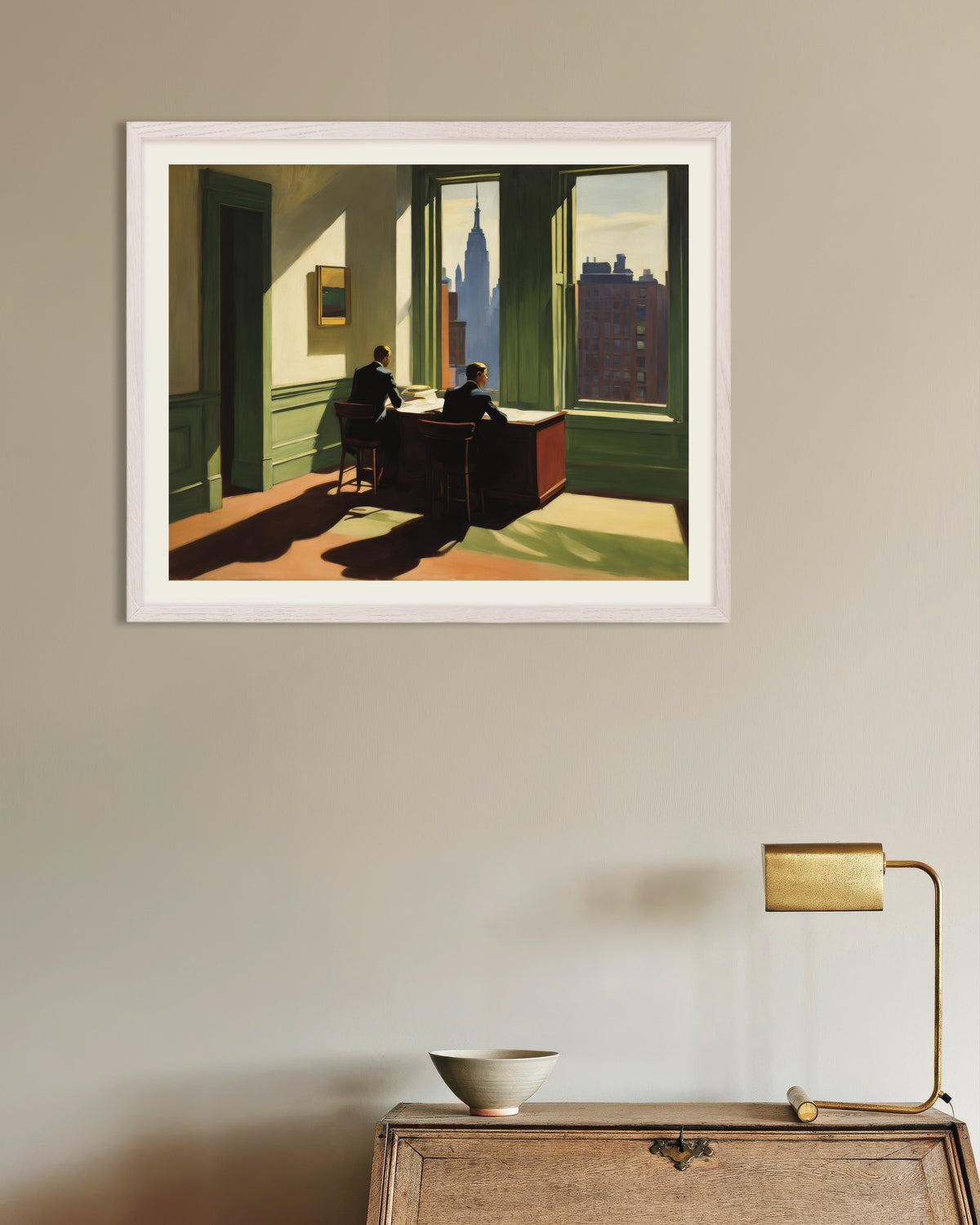 Póster de Pintura estadounidense realista del siglo XX, con marco de madera blanca
