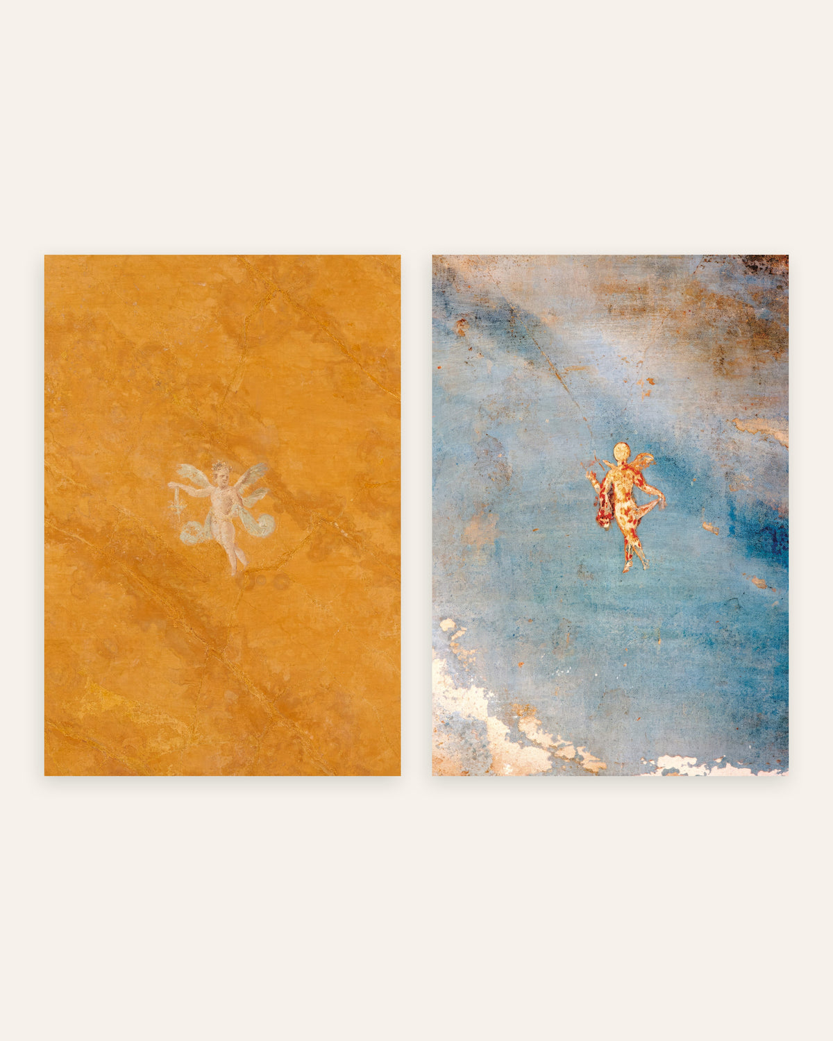 Pósters de frescos romanos, conjunto de 2: Cupido y Psique, sin marco