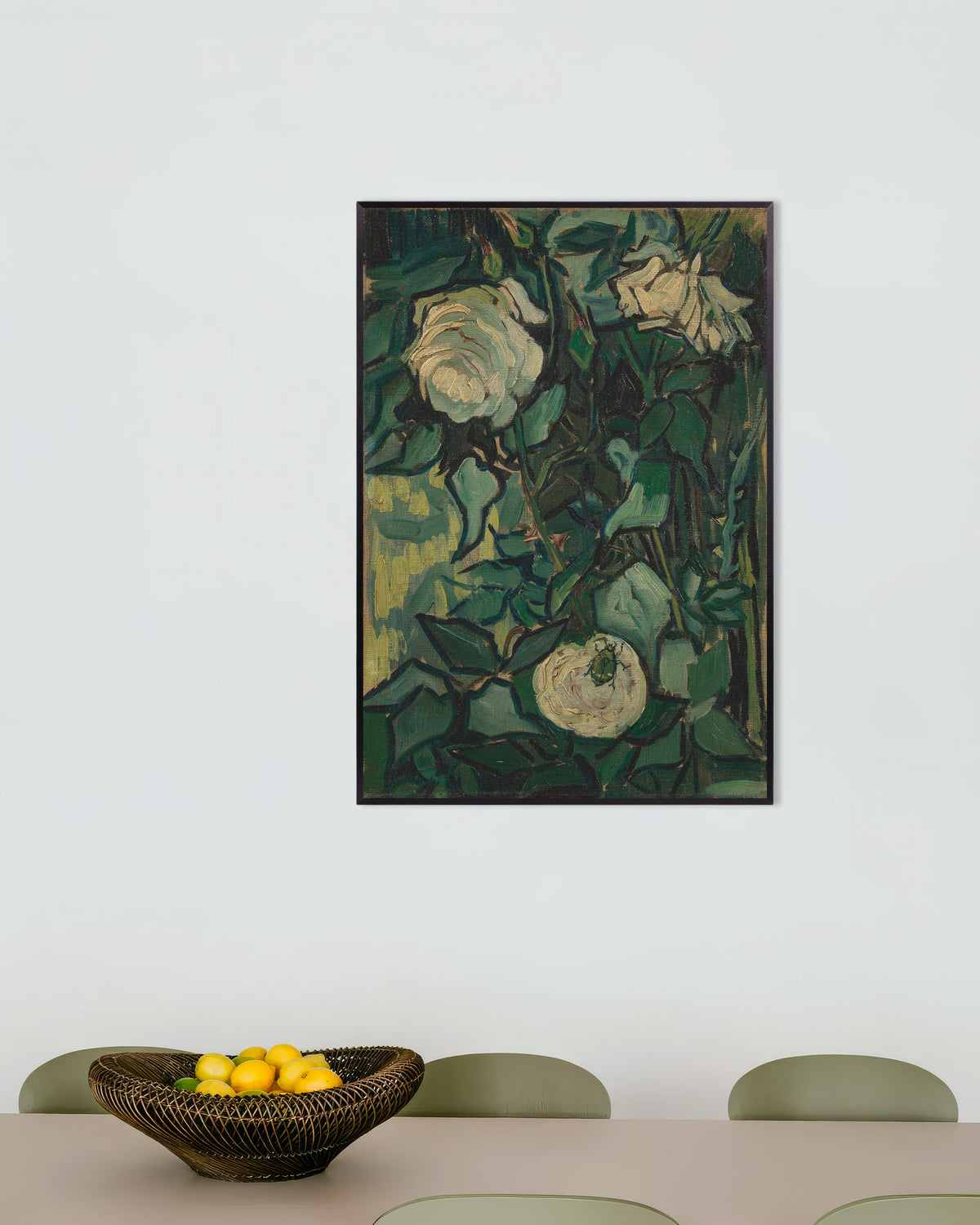 Póster de Rosal con un escarabajo (1889), de Vincent van Gogh, con marco metálico