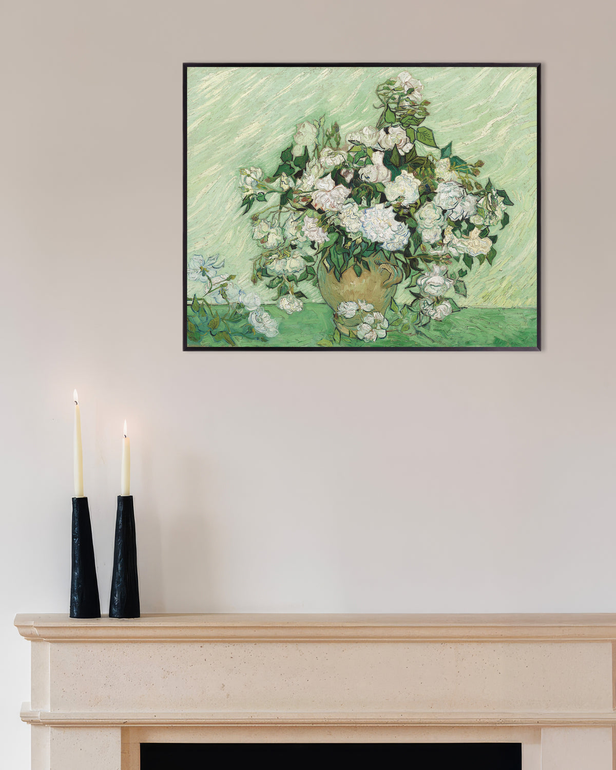 Póster de Rosas (1890), de Vincent van Gogh, con marco metálico