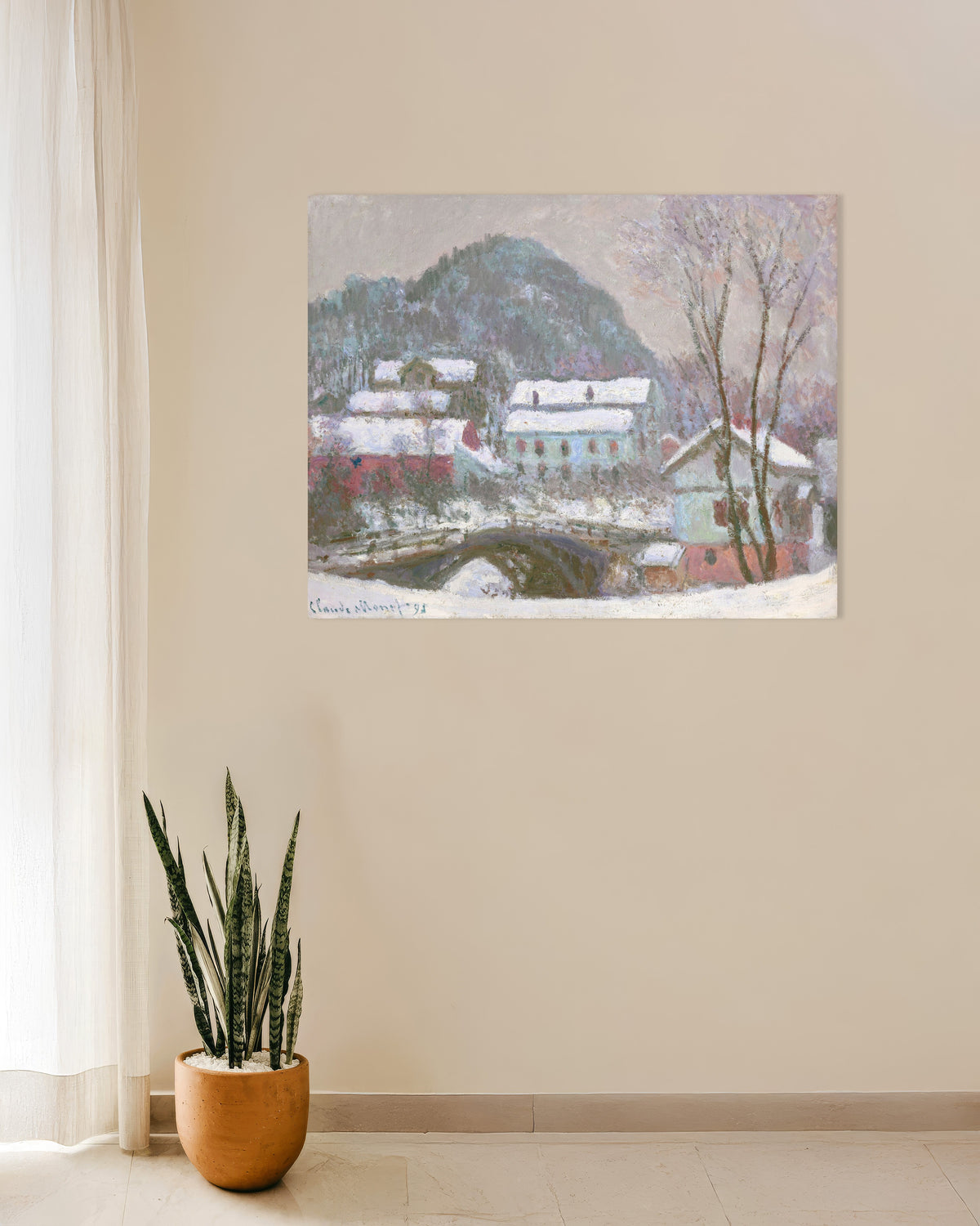 Póster Sandvika, Noruega, efecto de nieve (1895), de Claude Monet
