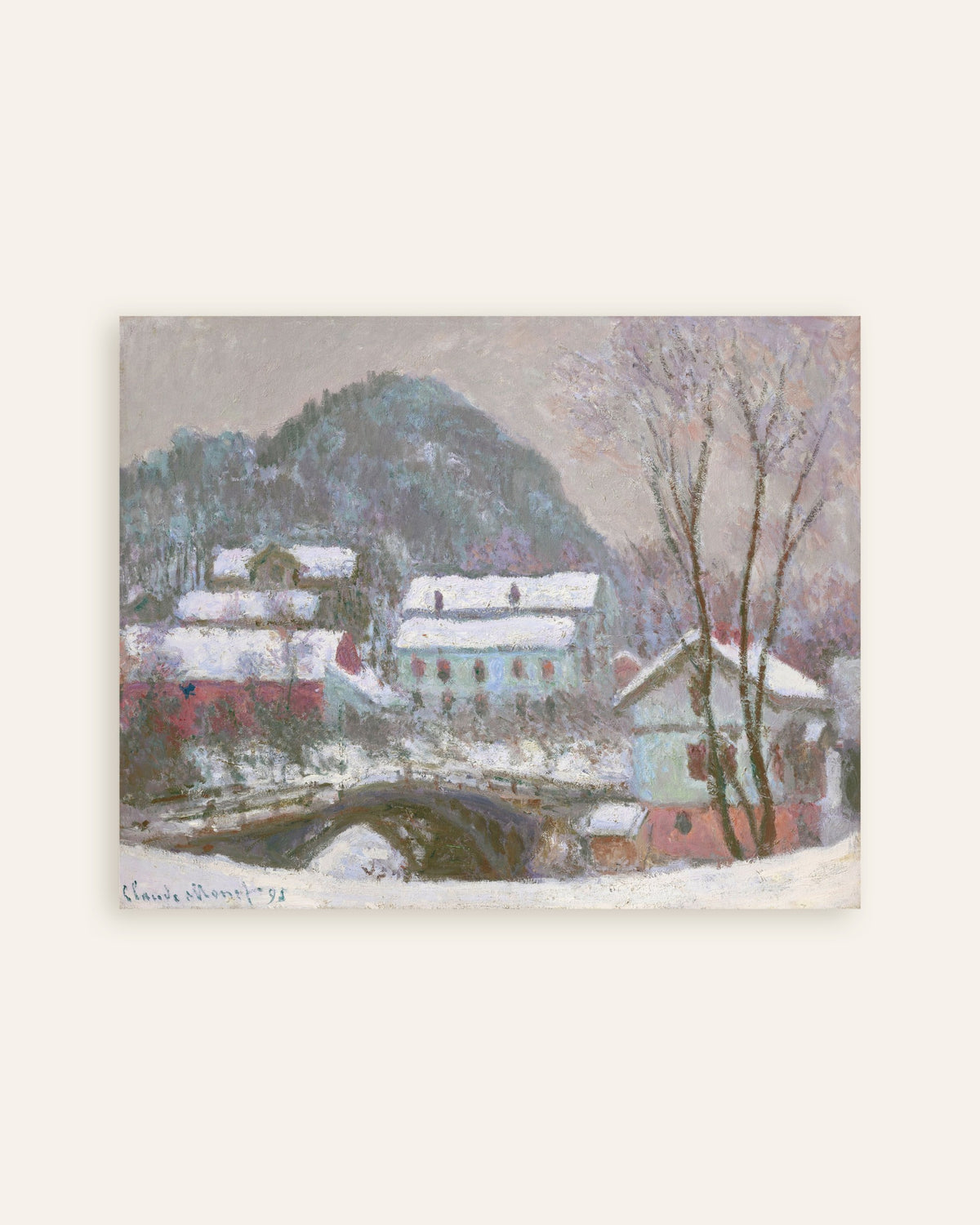 Póster Sandvika, Noruega, efecto de nieve (1895), de Claude Monet, miniatura
