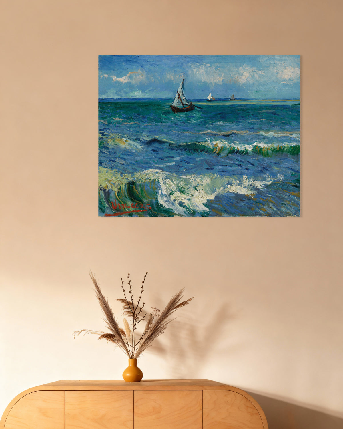 Póster de Paisaje marino cerca de Les Saintes-Maries-de-la-Mer (1888), de Vincent van Gogh