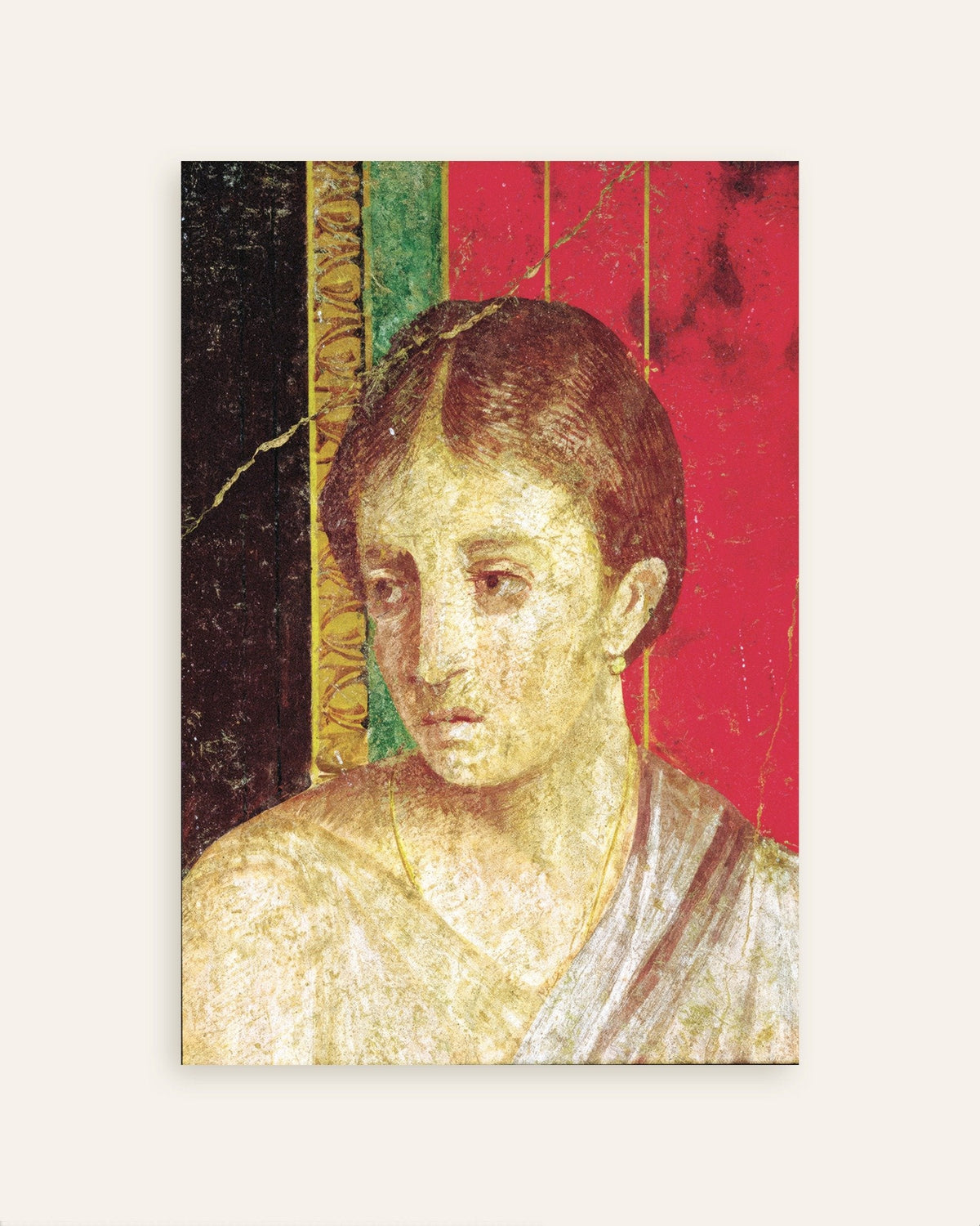 Póster del detalle de fresco de la madre sentada, Villa de los Misterios