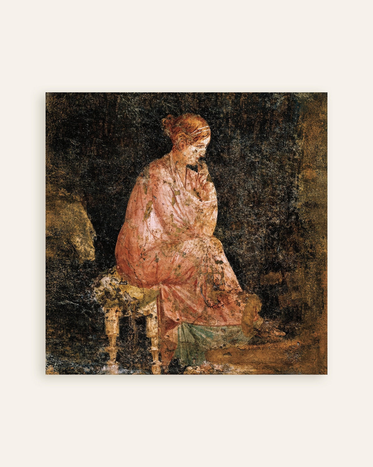 Póster del detalle de fresco de la mujer sentada, Pompeya
