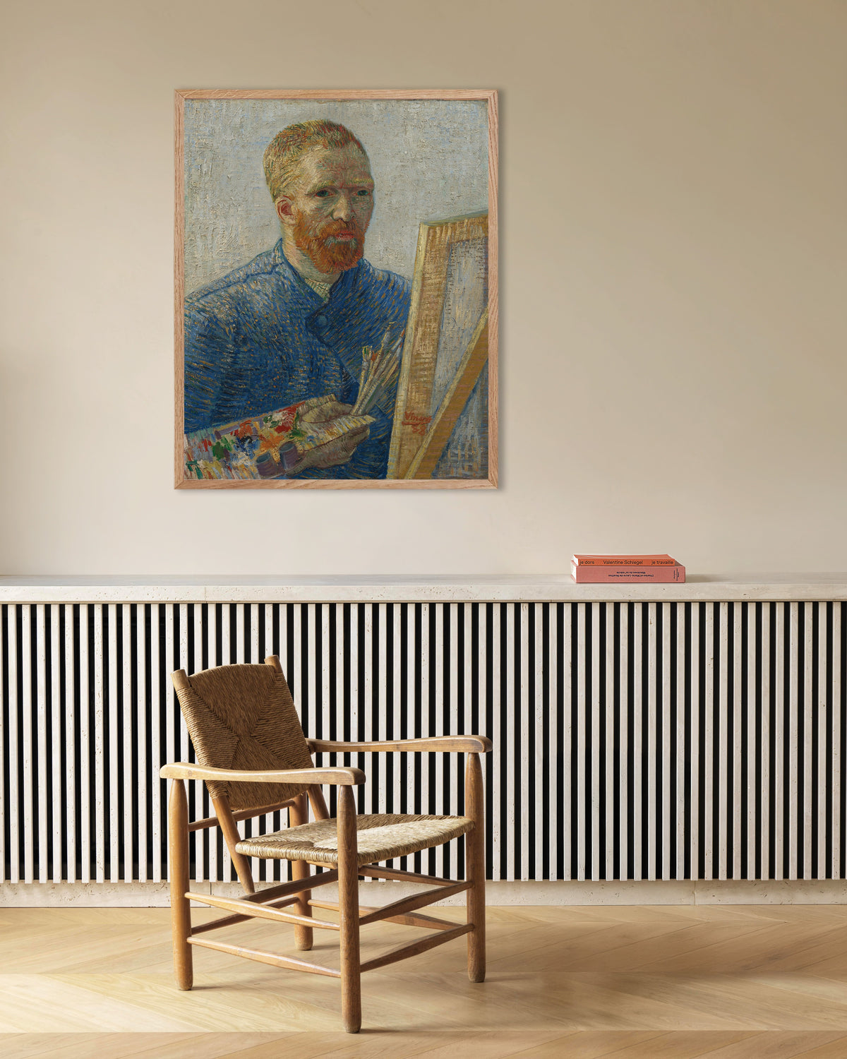 Póster de Autorretrato como pintor (1888), de Vincent van Gogh, con marco de madera natural