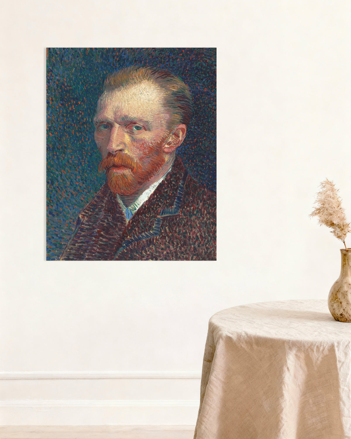 Póster de Autorretrato sobre fondo azul punteado (1887), de Vincent van Gogh