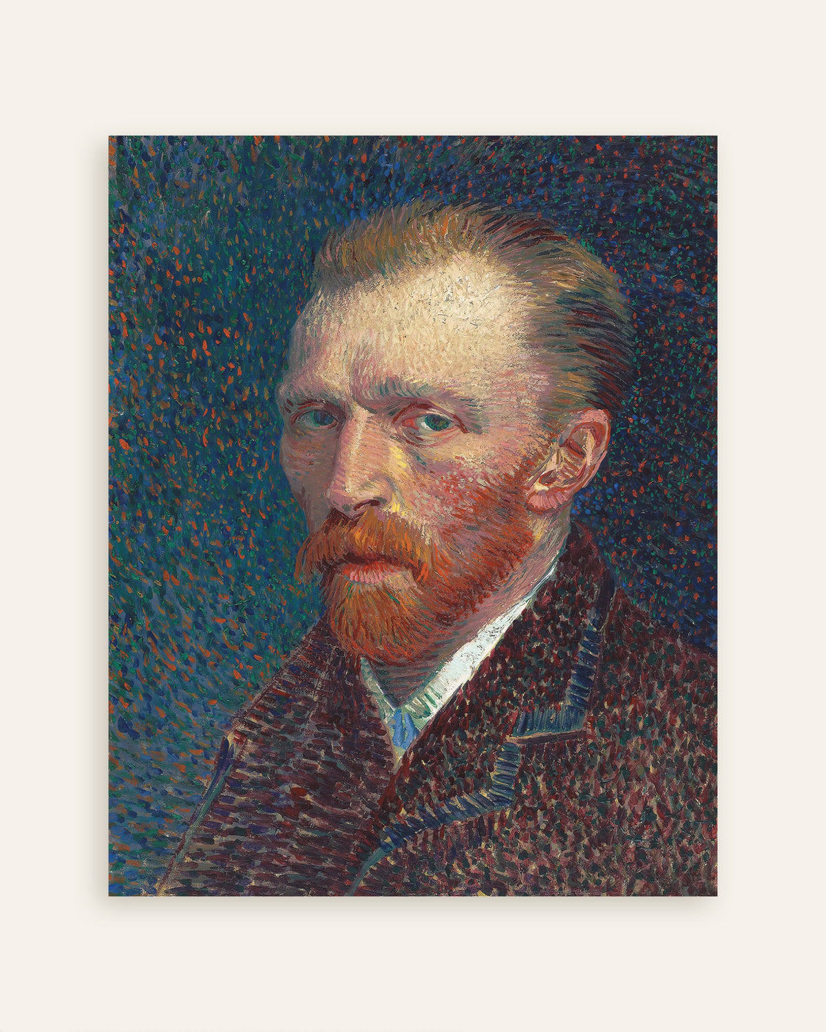 Póster de Autorretrato sobre fondo azul punteado (1887), de Vincent van Gogh, miniatura